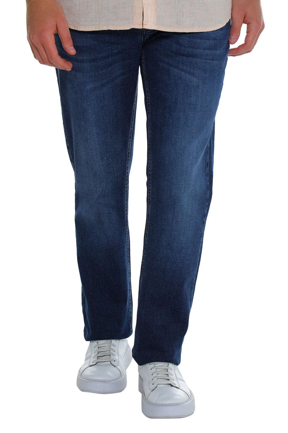 Blue Casual Slim Straight Jeans
