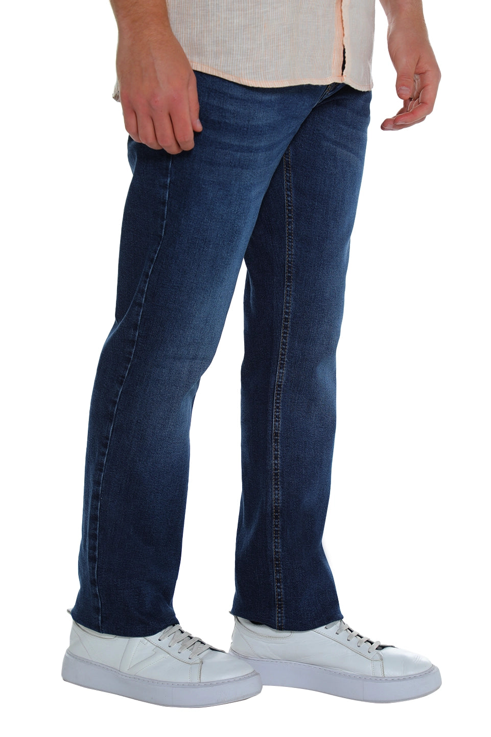 Blue Casual Slim Straight Jeans