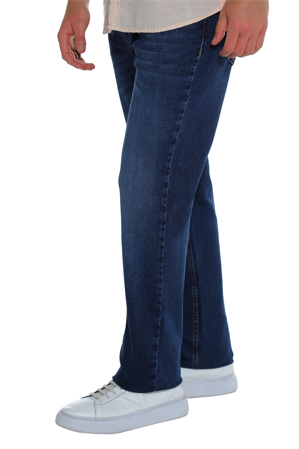 Blue Casual Slim Straight Jeans