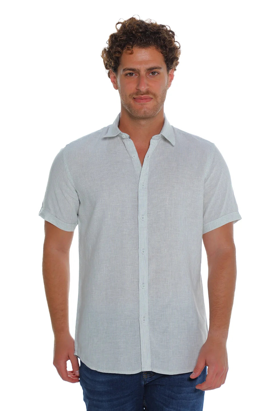 Short Sleeved Grey Linen Shirt