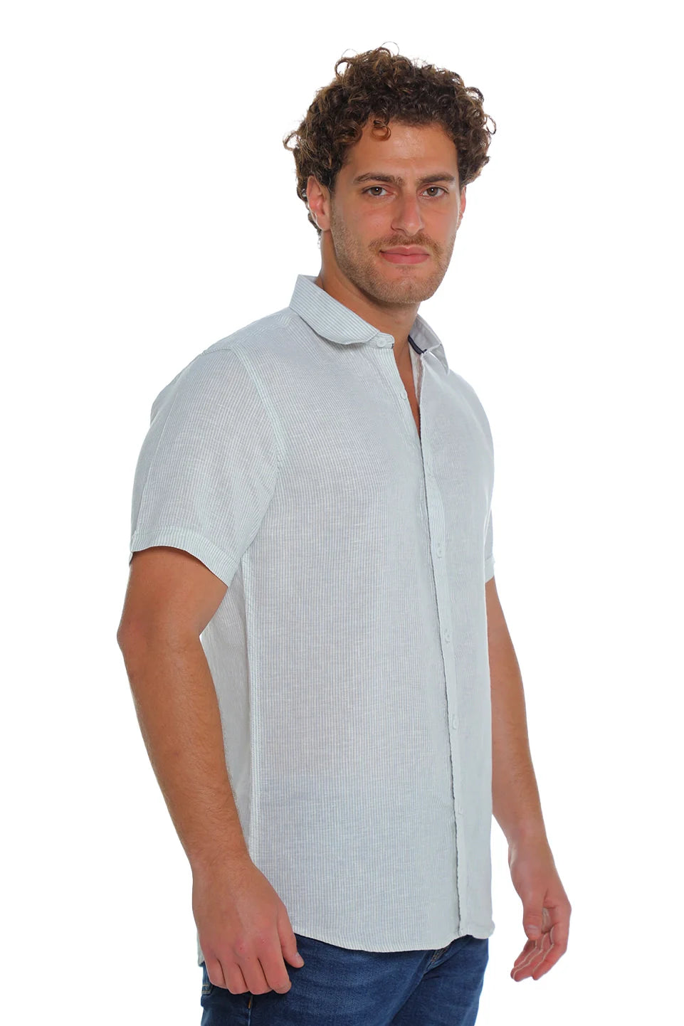 Short Sleeved Grey Linen Shirt
