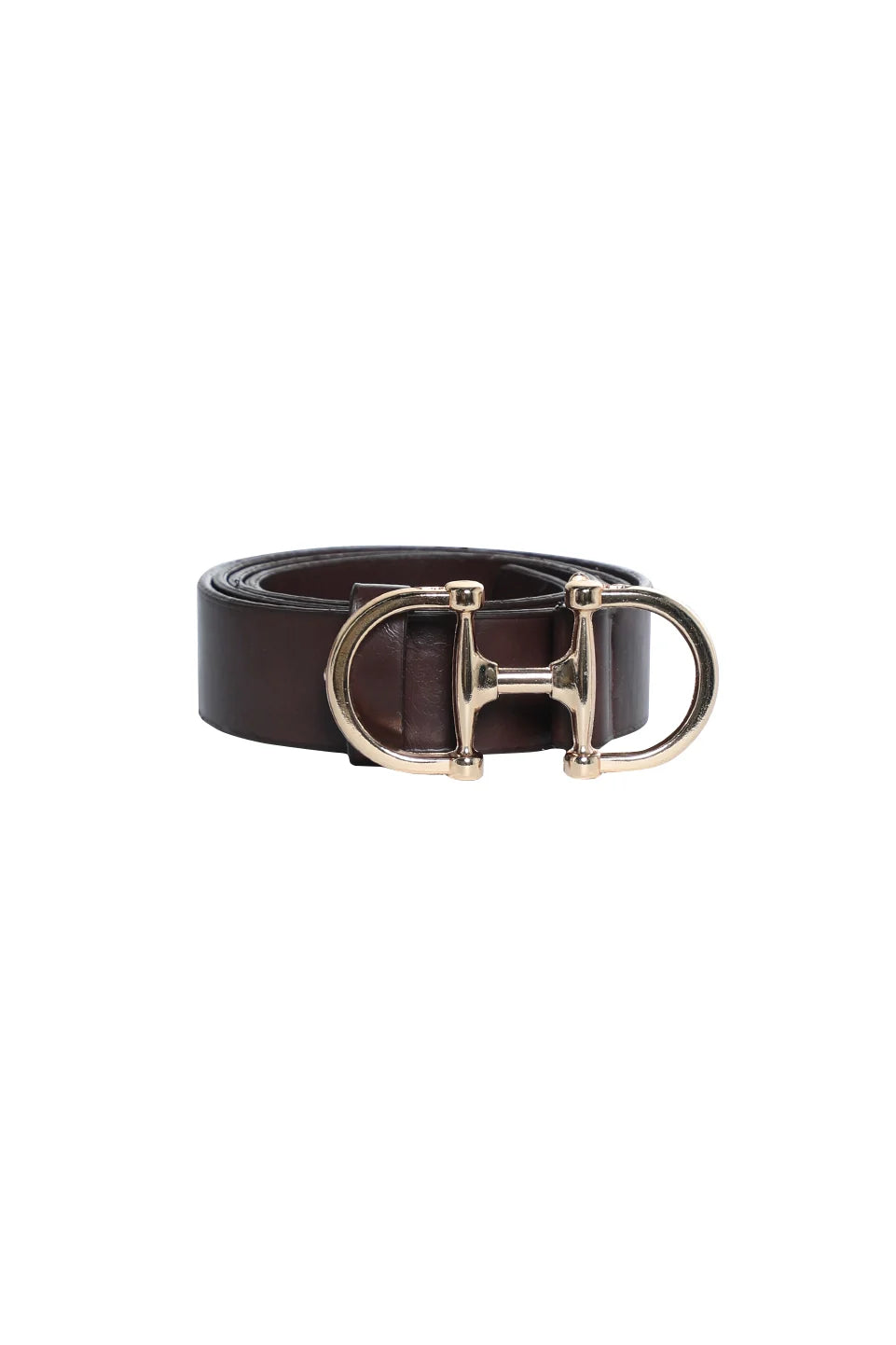 Brown Leather Belt With Gold Buckle