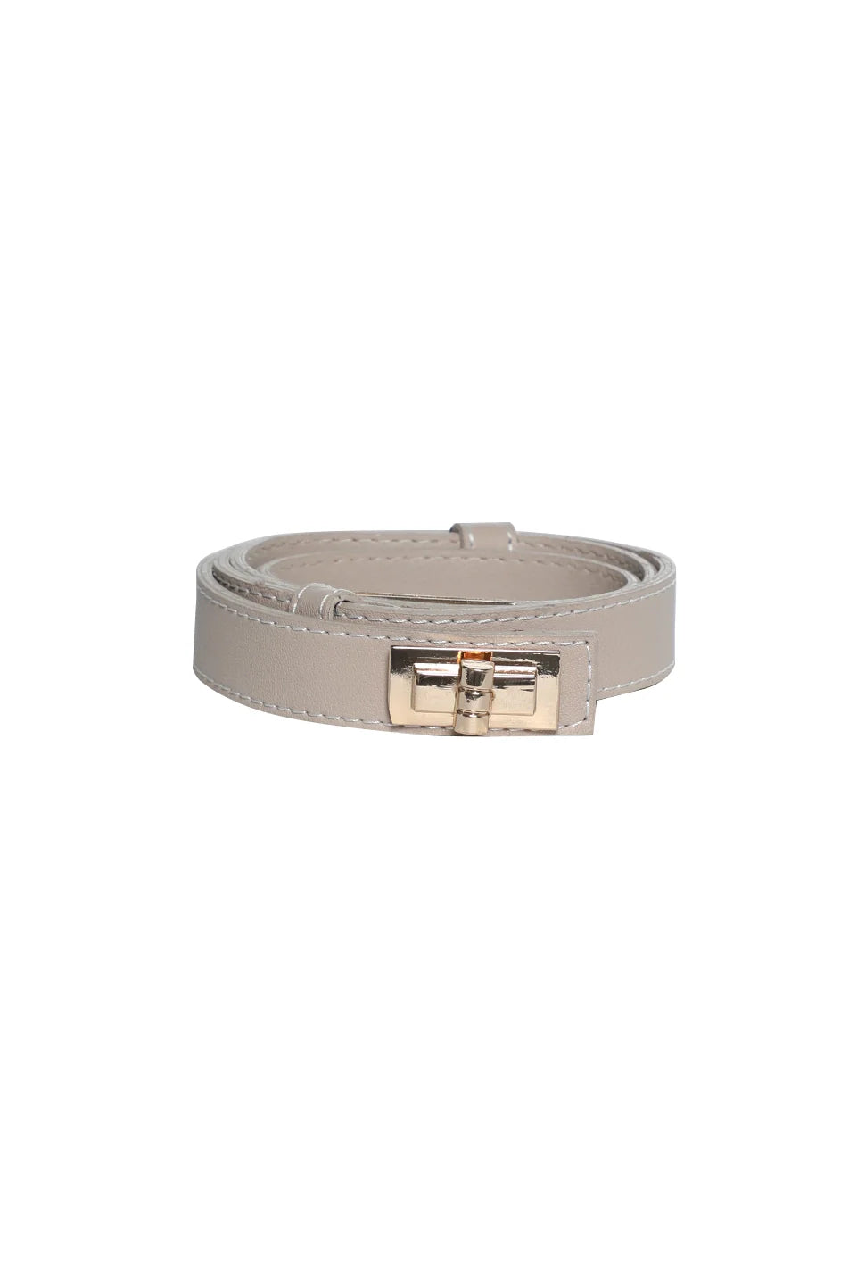 Light Beige Belt With Gold-Toned Buckle