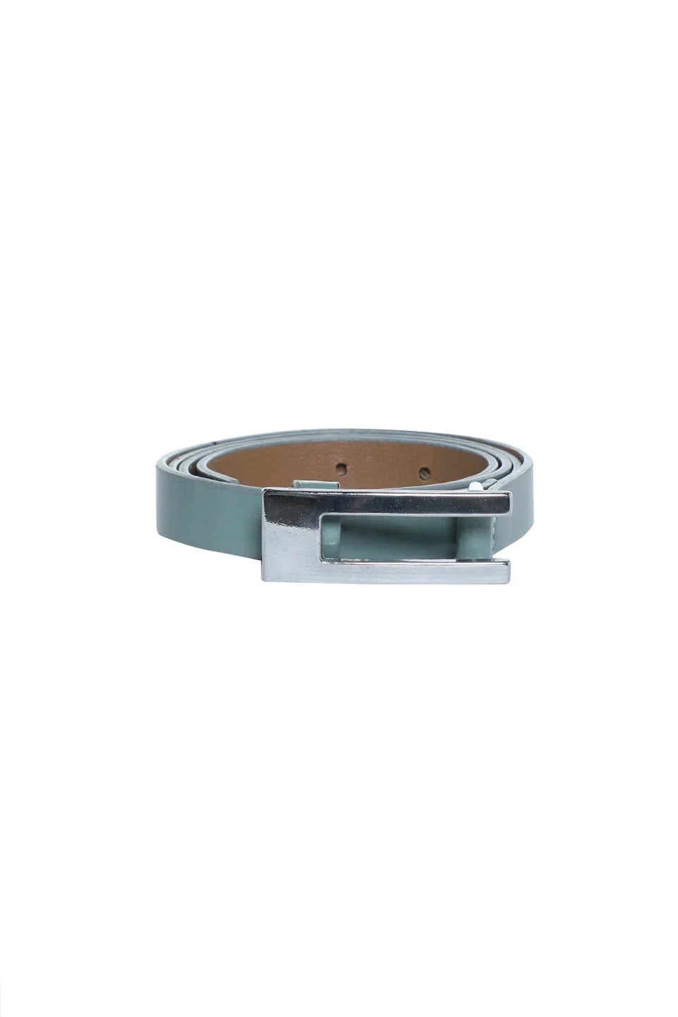 Mint Leather Belt With Buckle