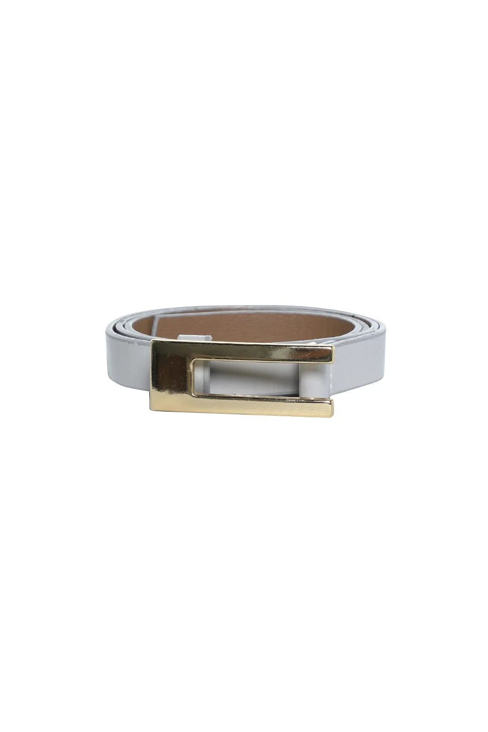 Grey Casual Belt With Gold Buckle