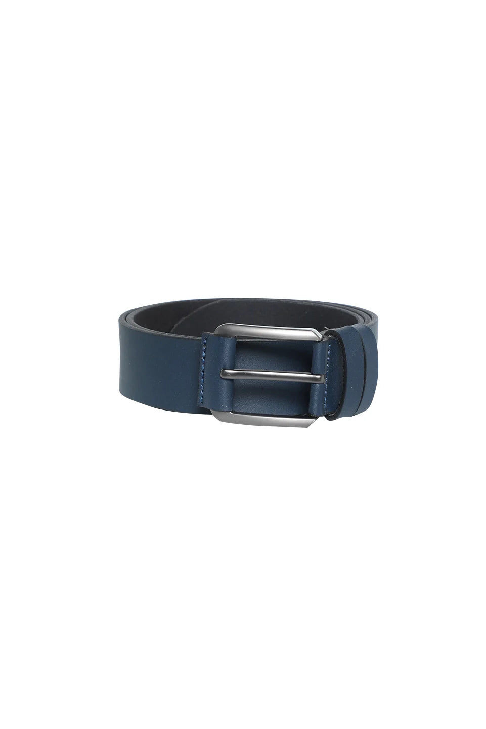 Navy Leather Belt With Square Buckle