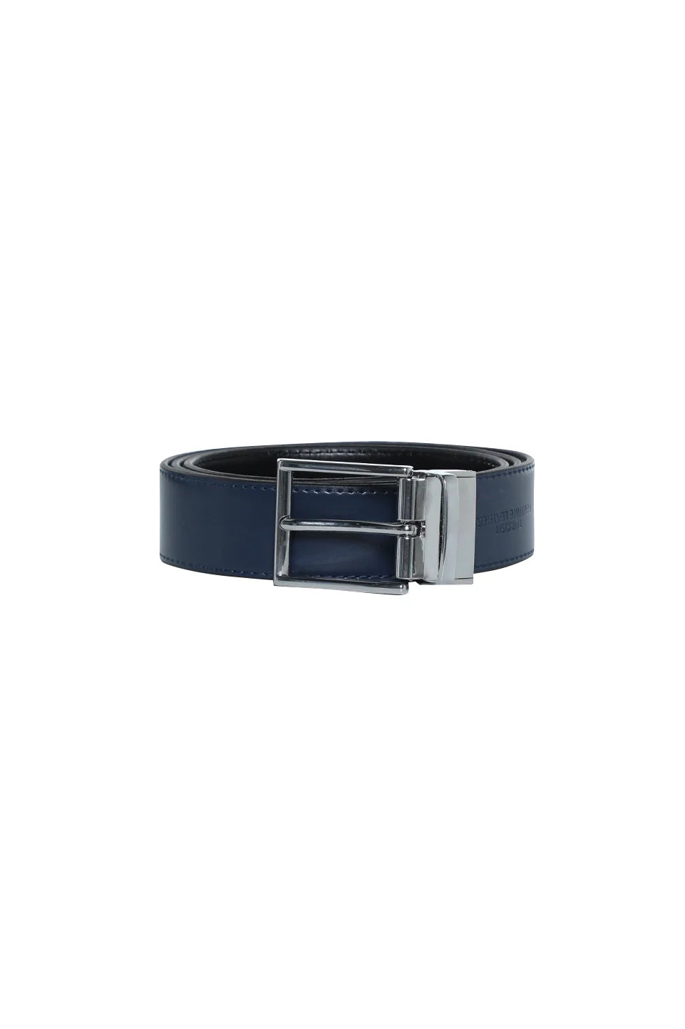 Black/Navy Reversible Belt With Silver Buckle