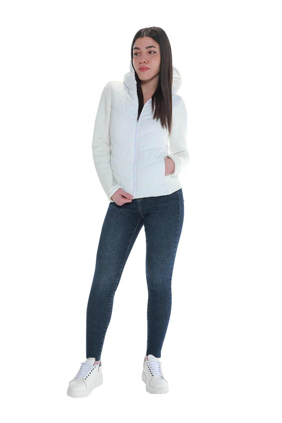 White Puffer Work Out Light Weight Jacket