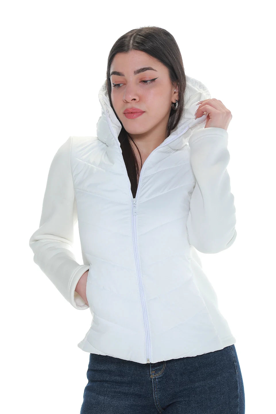 White Puffer Work Out Light Weight Jacket