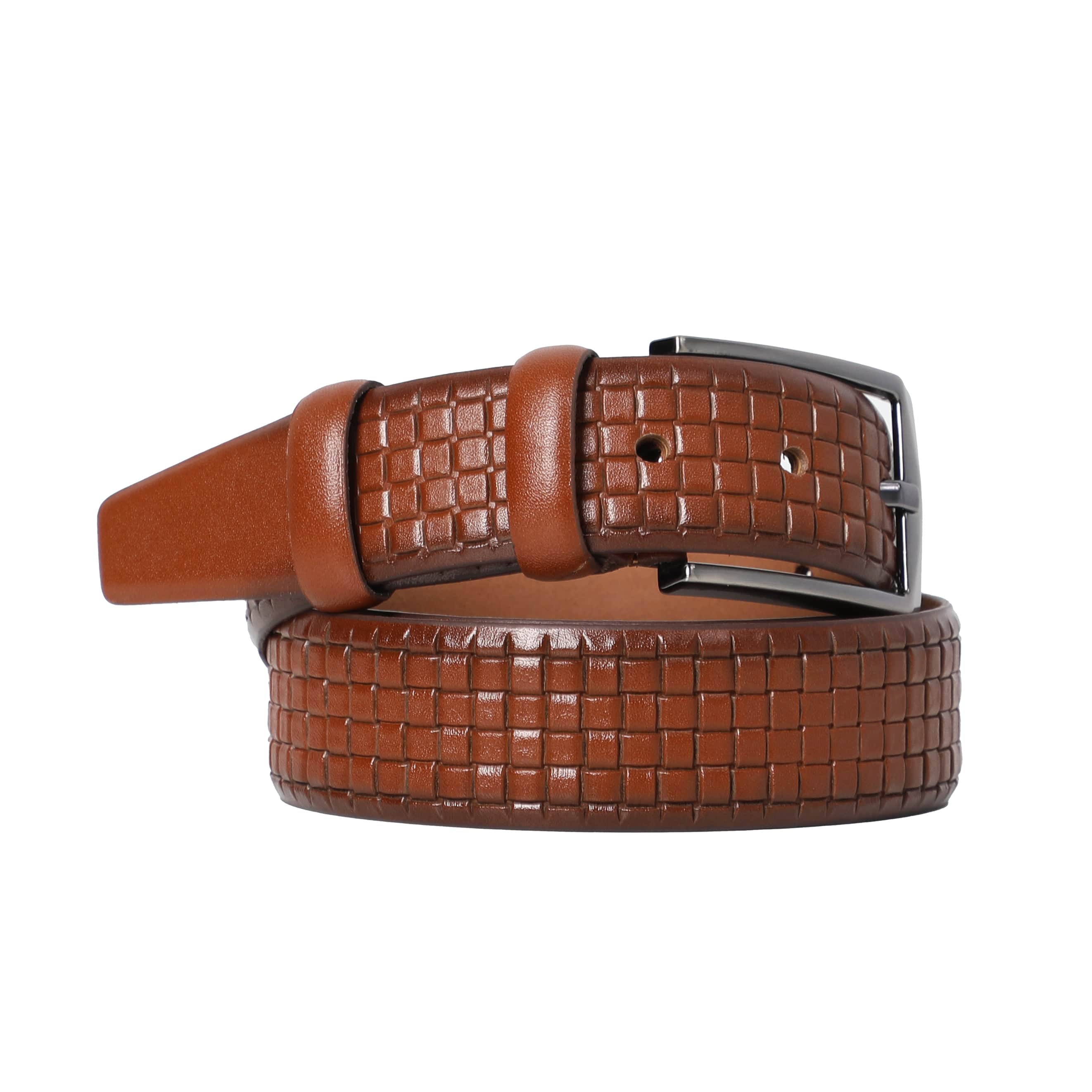 Men Brown Leather Unique Designed Belt