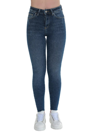 Blue Skinny Jeans With Zipper To Close