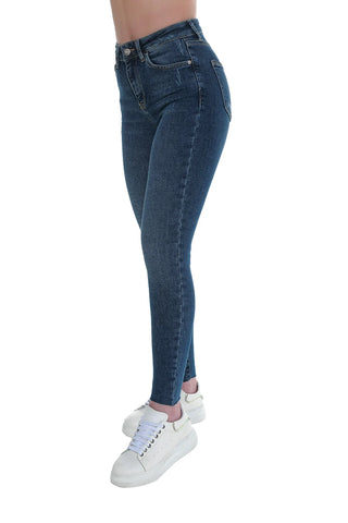 Blue Skinny Jeans With Zipper To Close