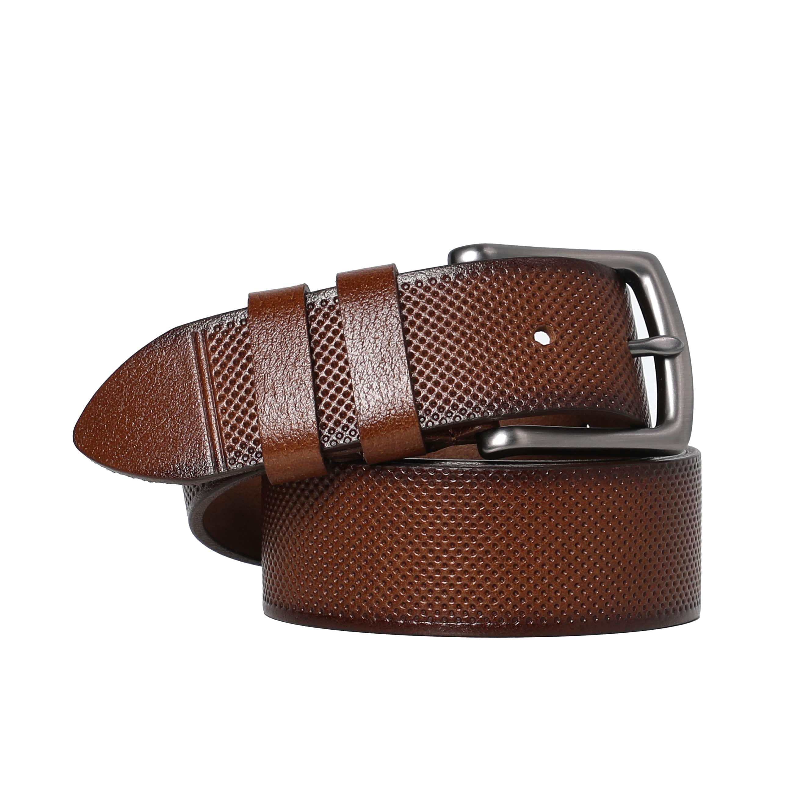 Men Casual Brown Belt With Crafted Pointed Design