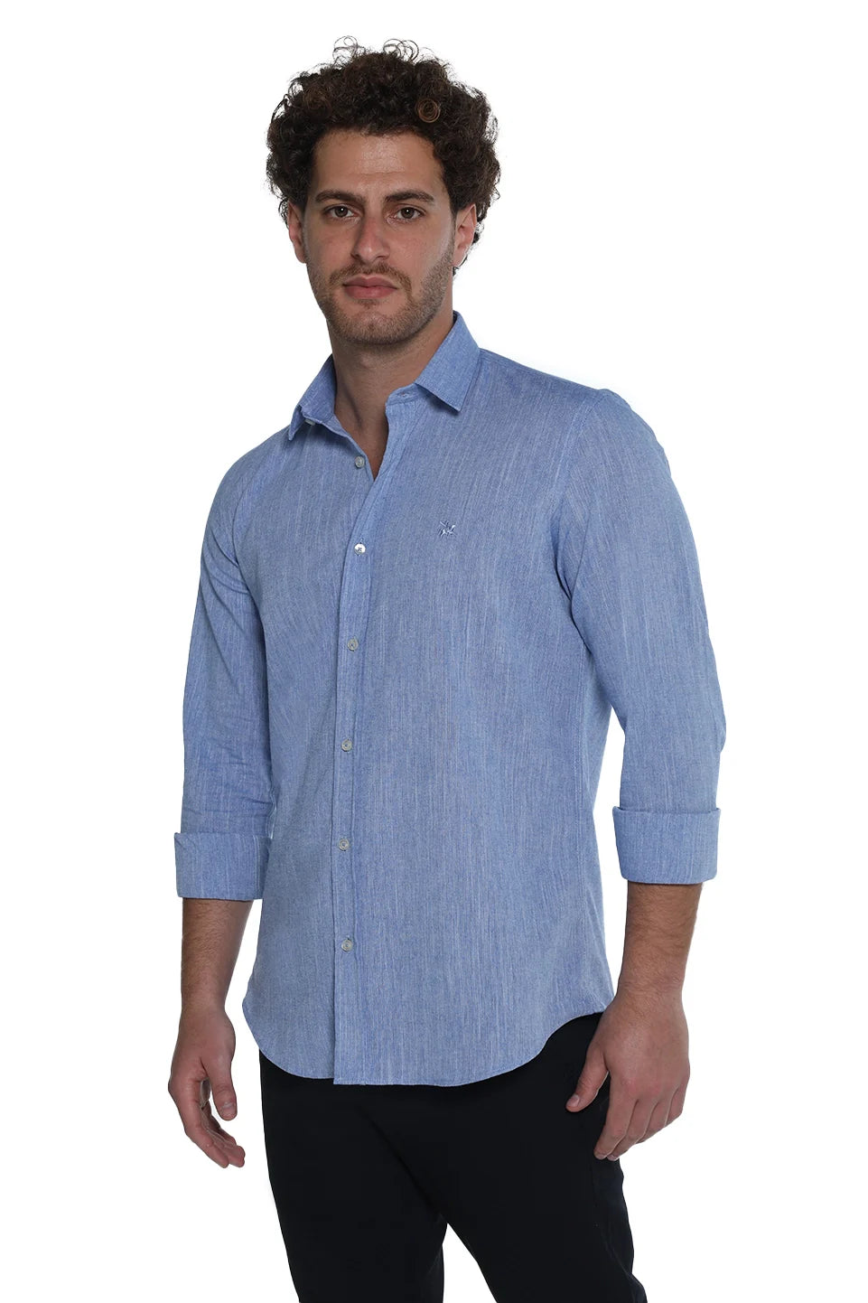 Long Sleeved Blue Shirt With Logo