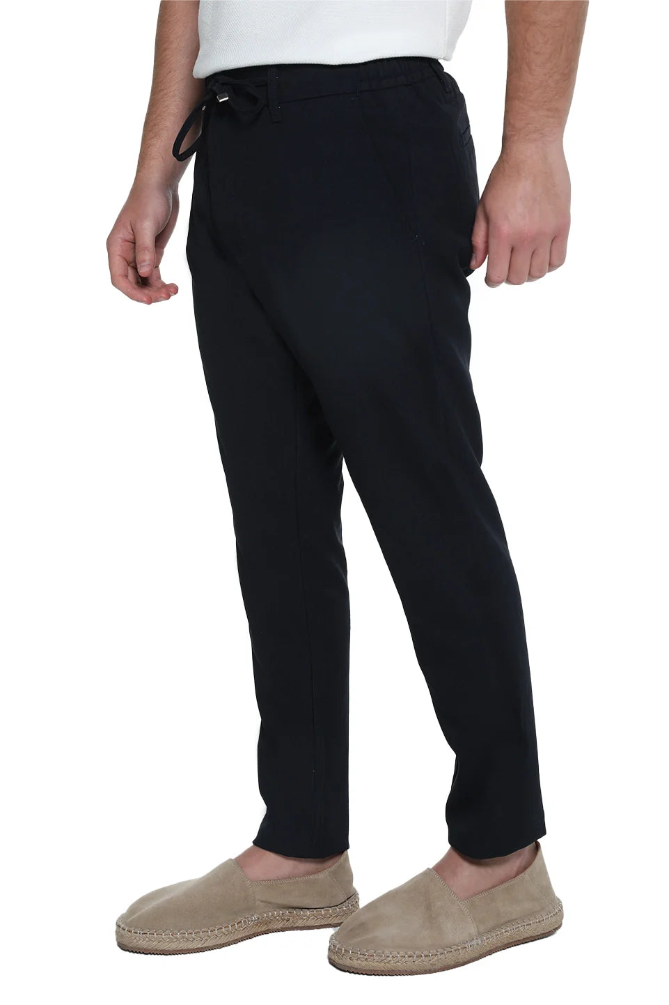Navy Pant With Elastic Waist