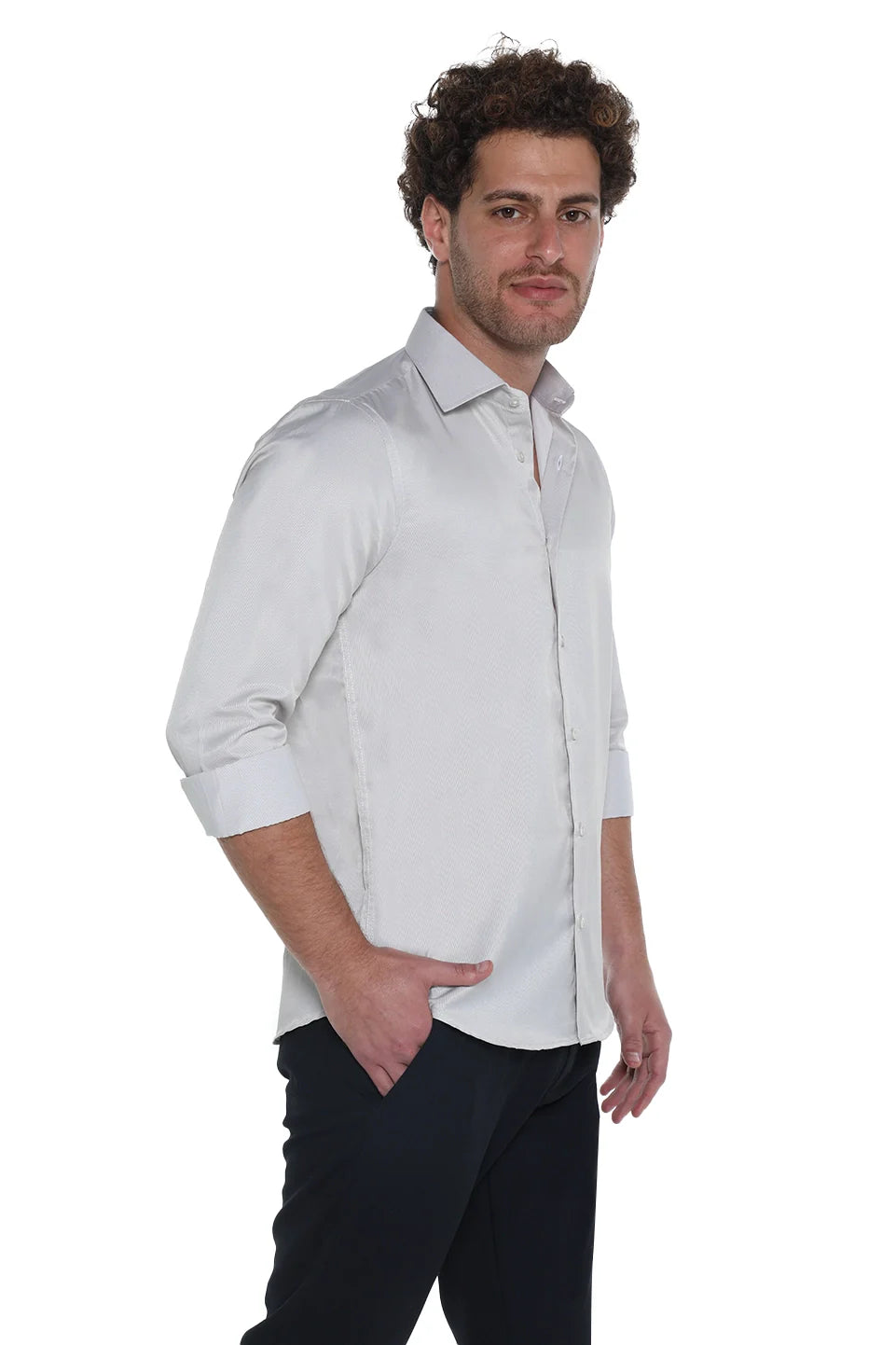 Long Sleeved Beige Classic Shirt