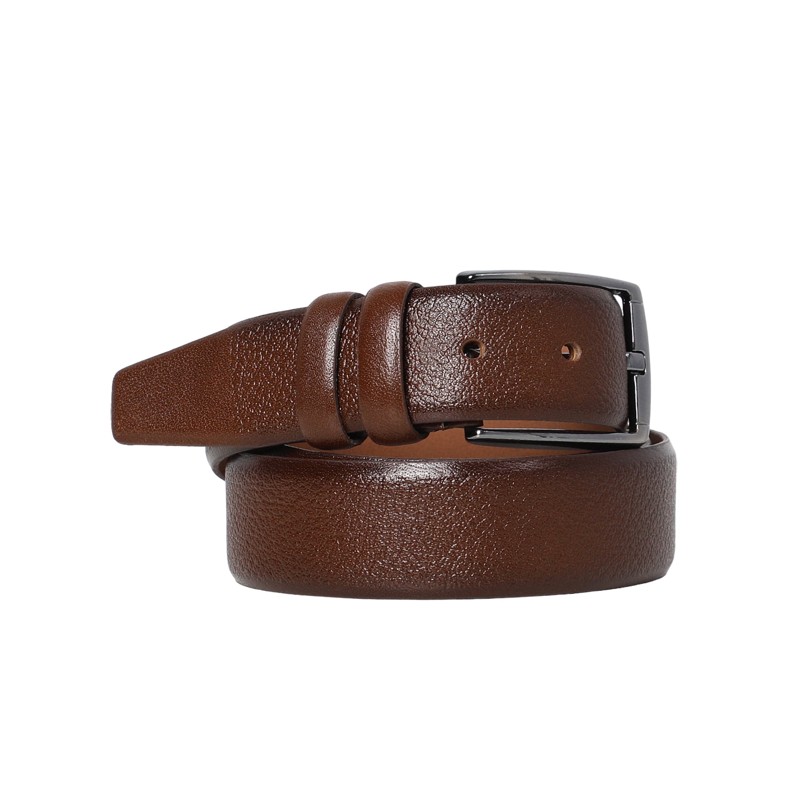 Men Brown Classic Leather Engraved Designed Belt