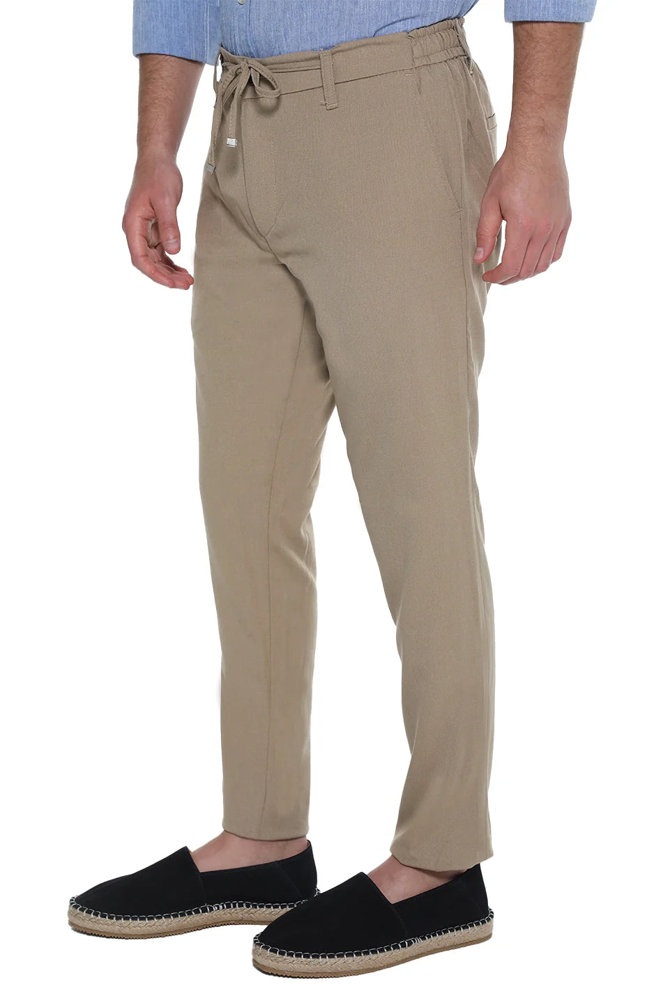 Beige Pant With Elastic Waist