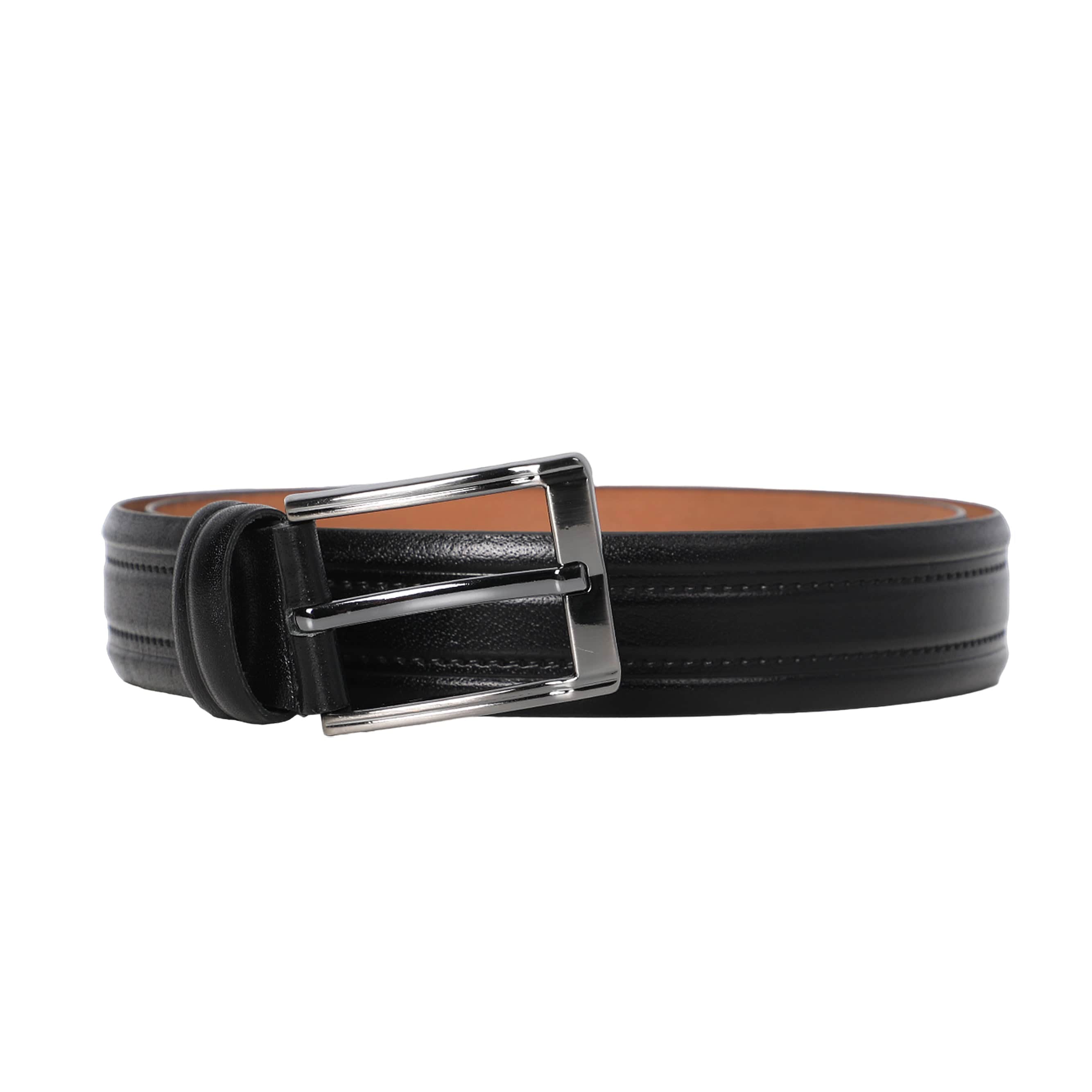 Men Black Leather Casual Belt With Unique Design