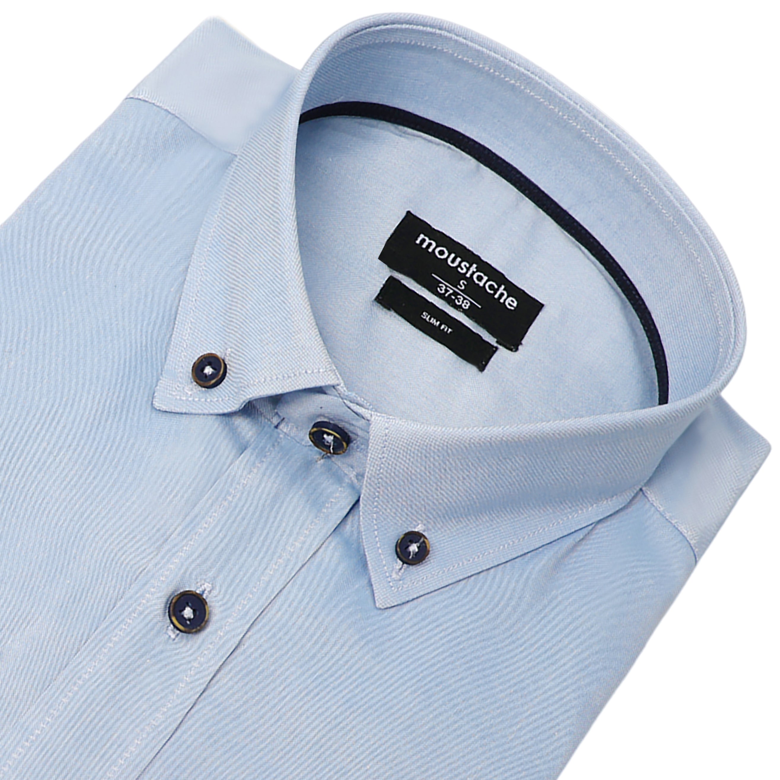 Men Blue Slim-Fit Shirt With Contrast Emblem