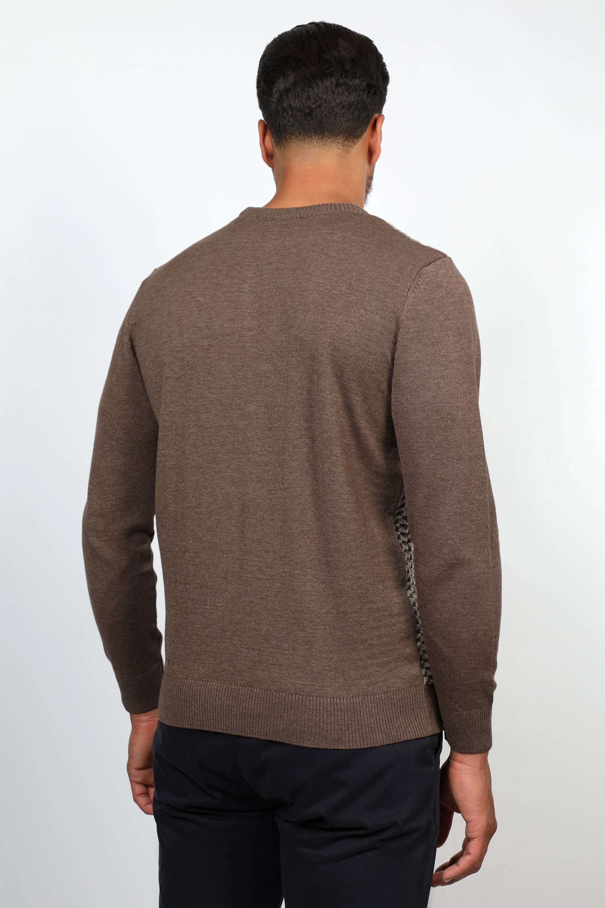 Men Brown Winter Classy Patterned Sweater