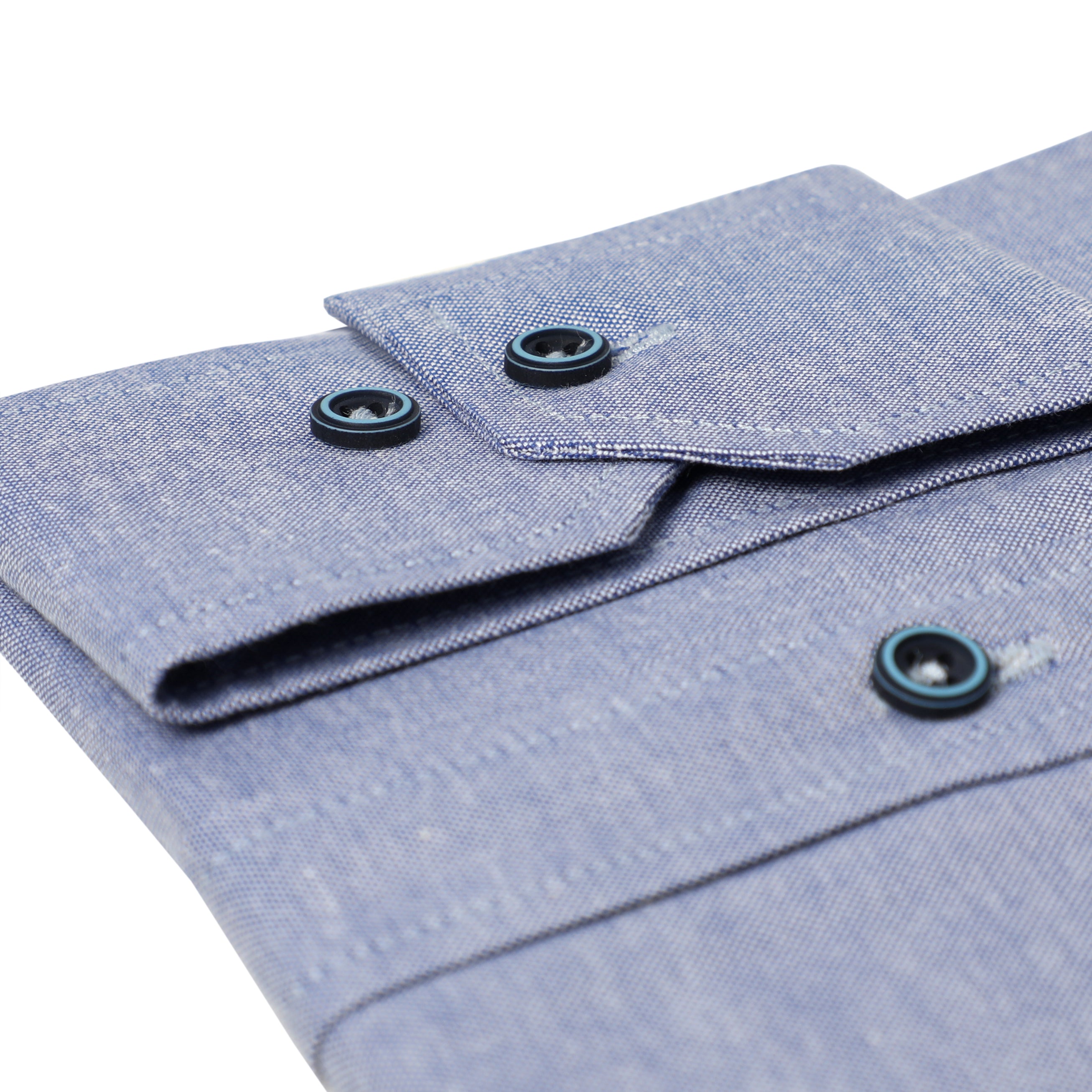 Men Blue Slim Fit Casual Shirt With Colored Buttons