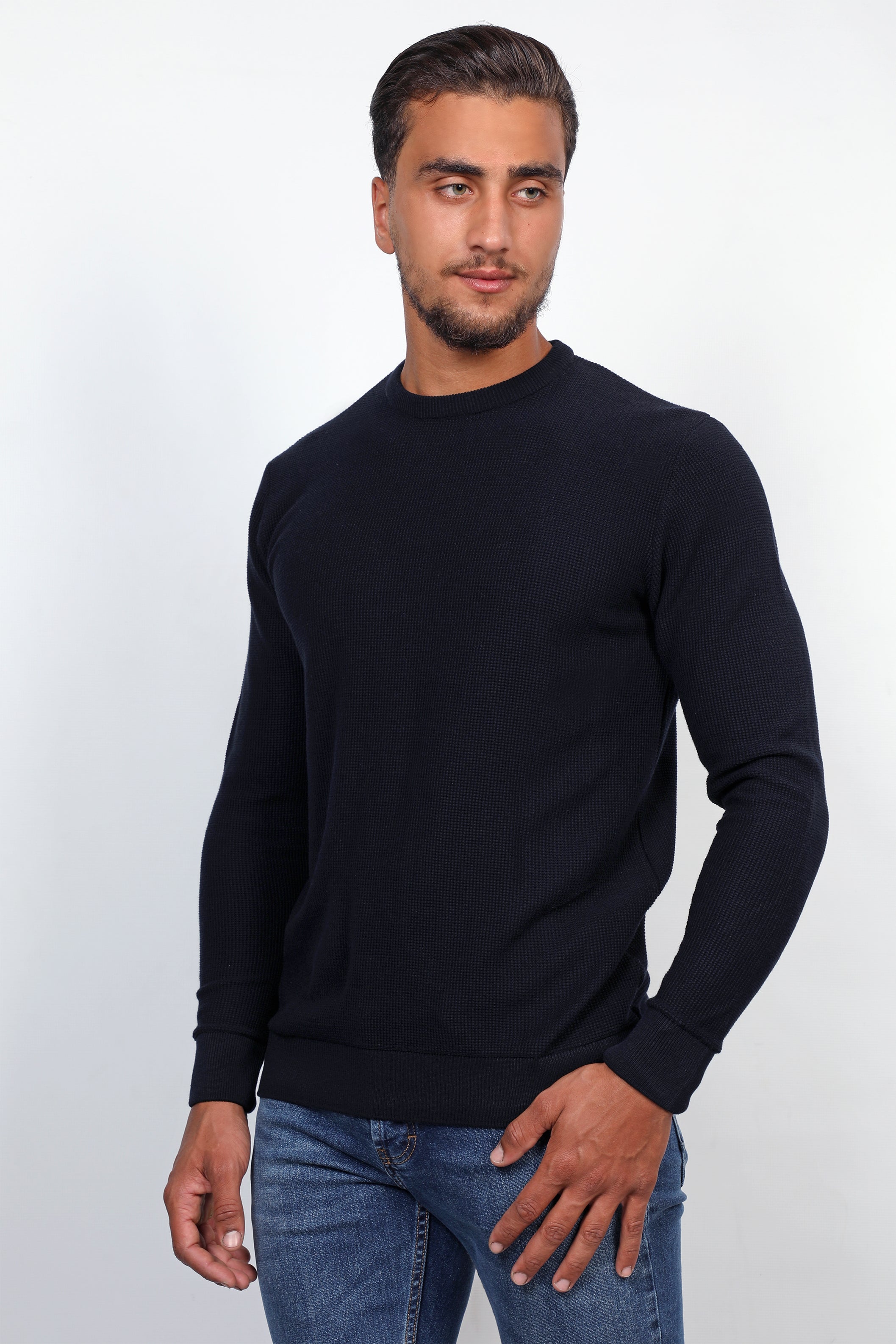 Men Basic Navy Classy Sweater