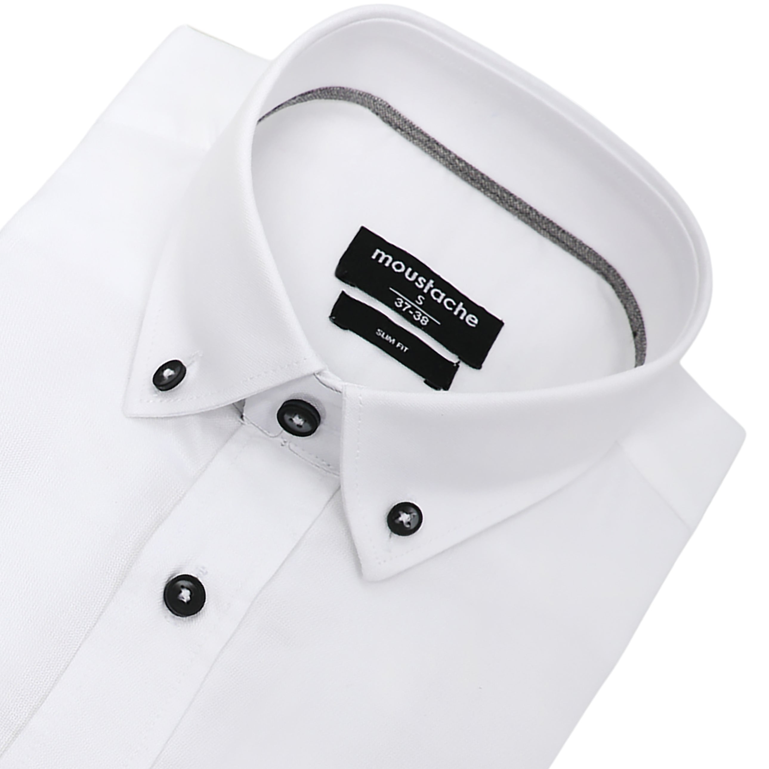 Men White Casual Shirt With Black Buttons