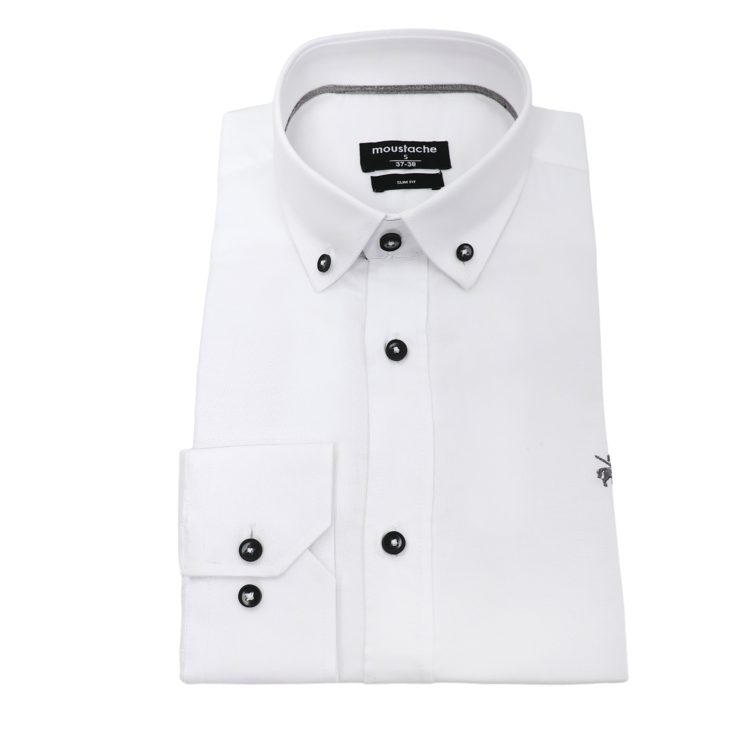 Men White Casual Shirt With Black Buttons