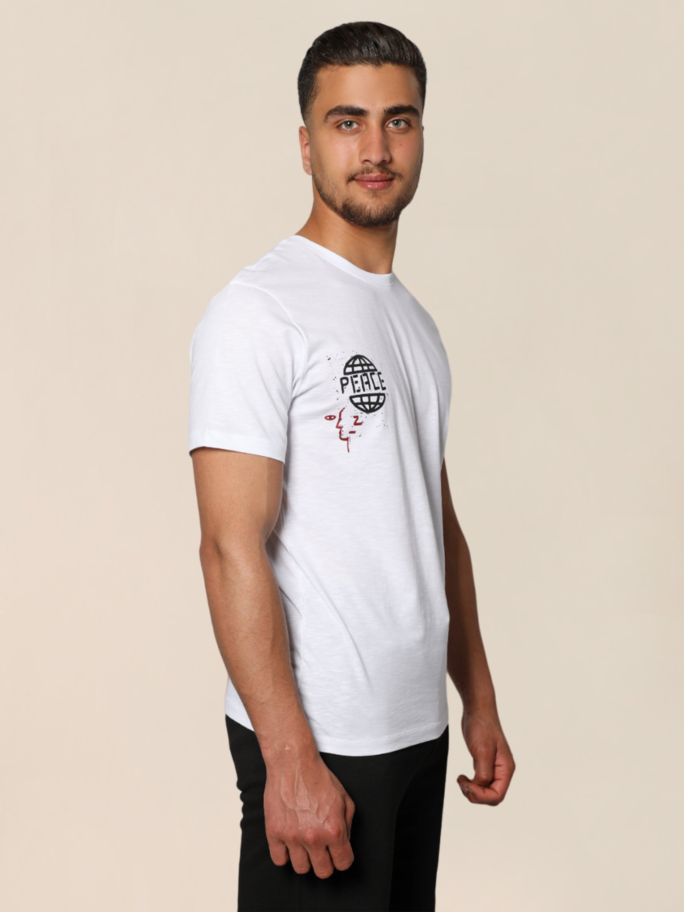 Peace Summer White T-shirt With Back Unique Design