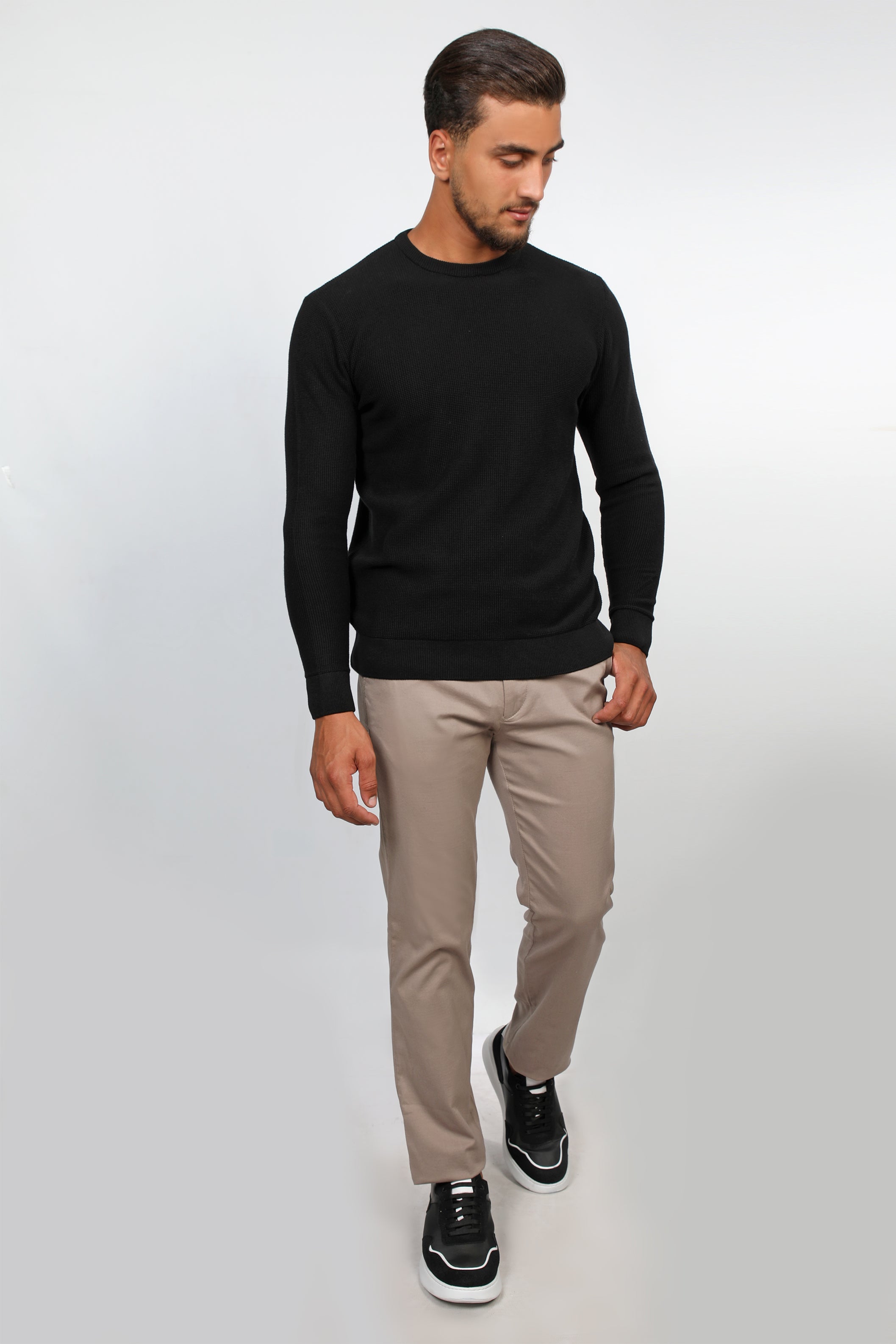 Men Basic Black Classy Sweater