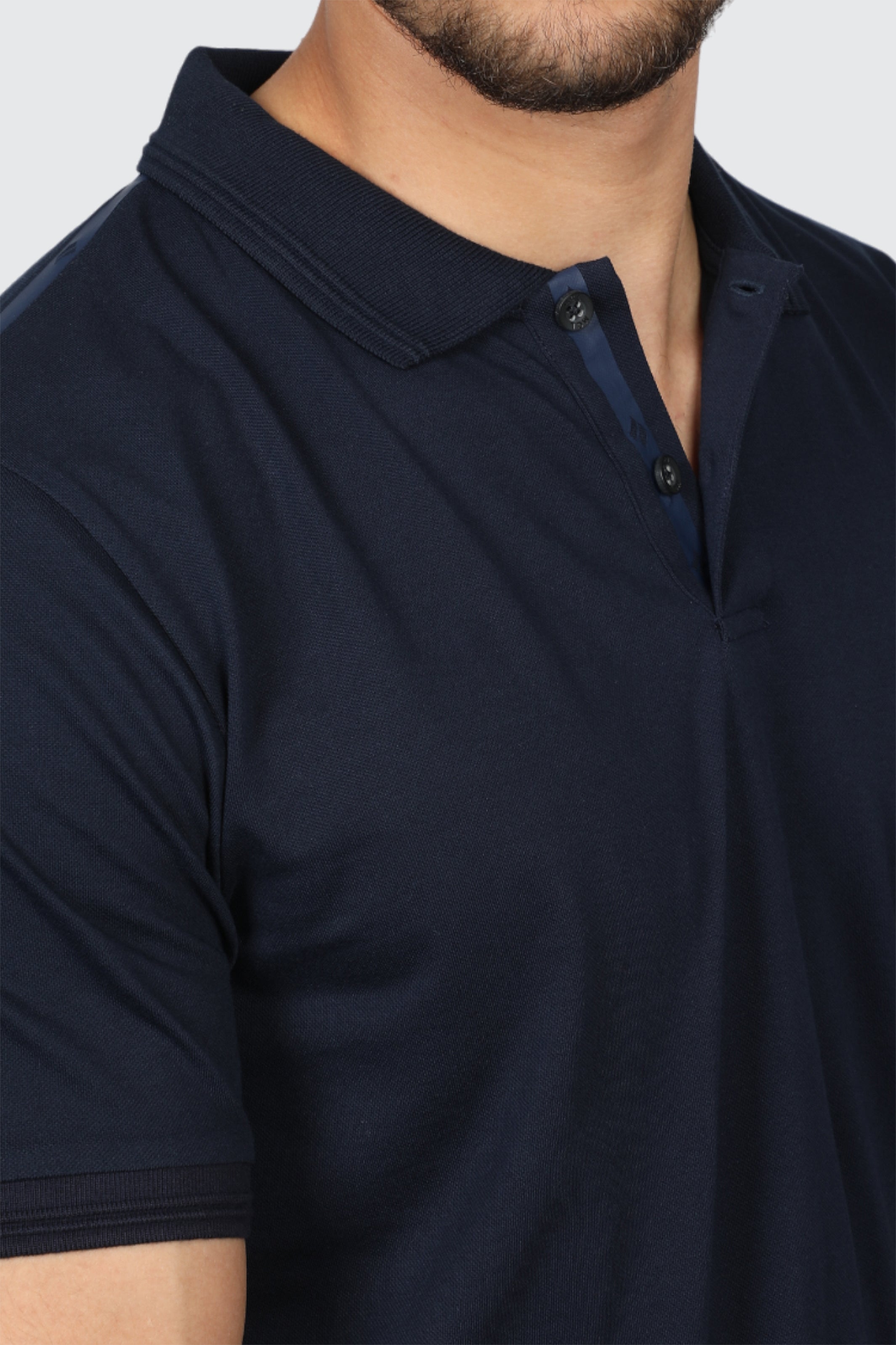 Navy Polo With Shoulder Design