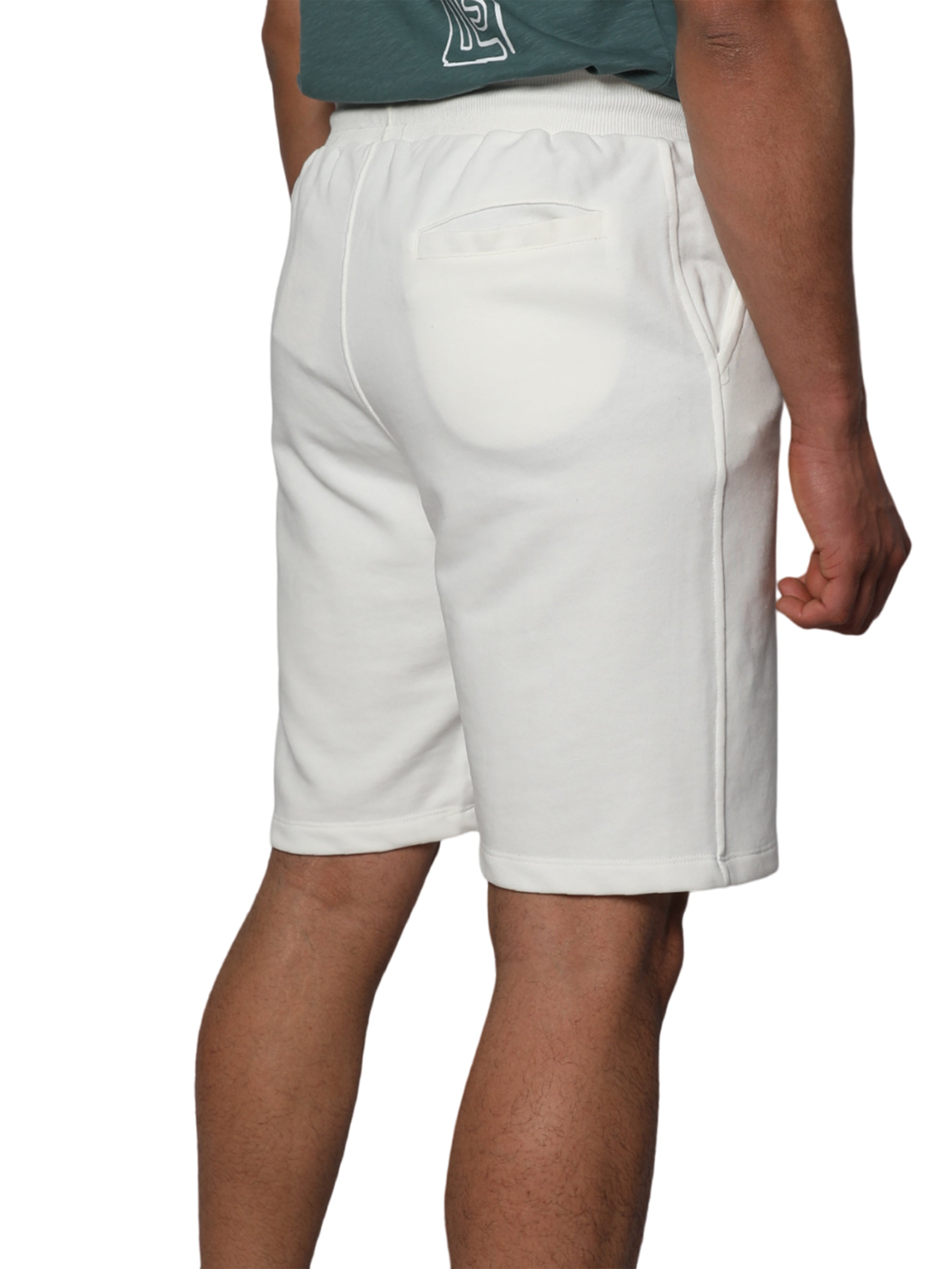Men White Summer Shorts With North Star Designed Logo