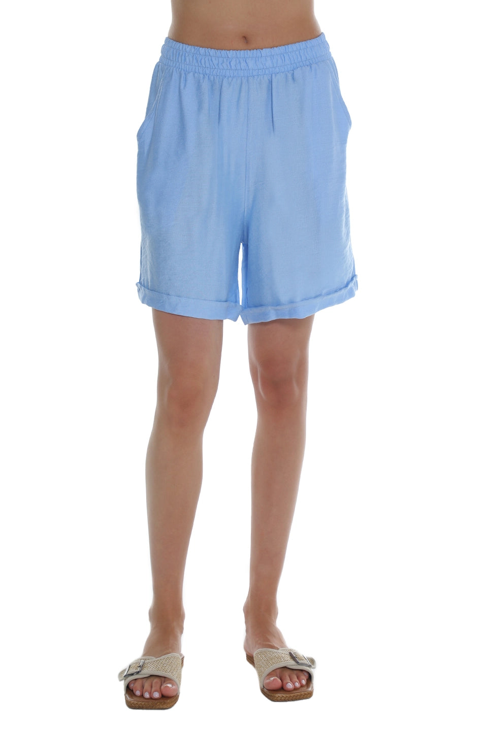 Blue Simple Linen Short