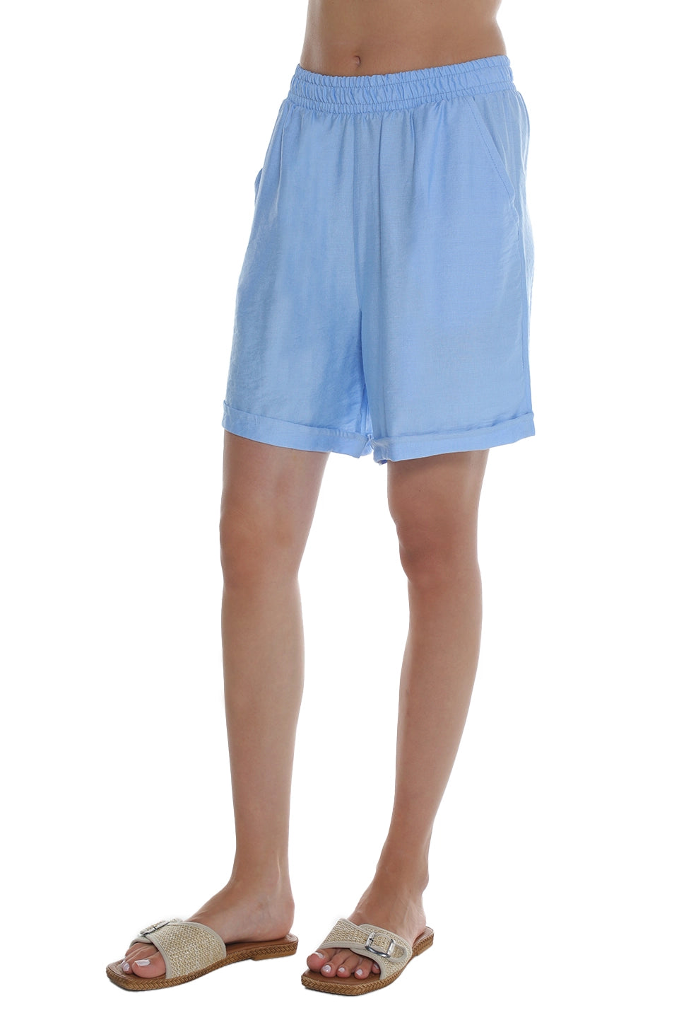 Blue Simple Linen Short
