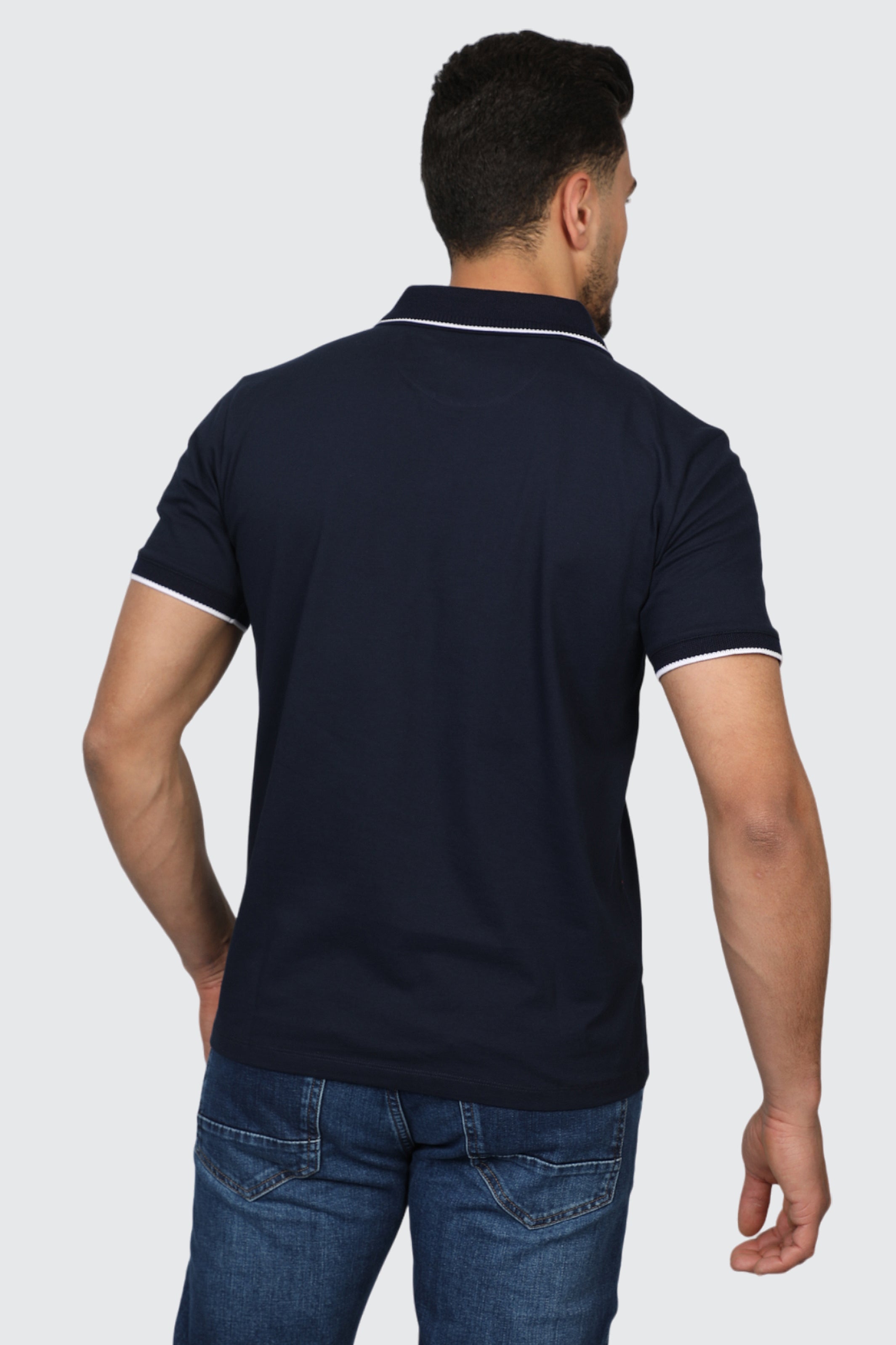 Men Navy Polo With Boat Simple Design