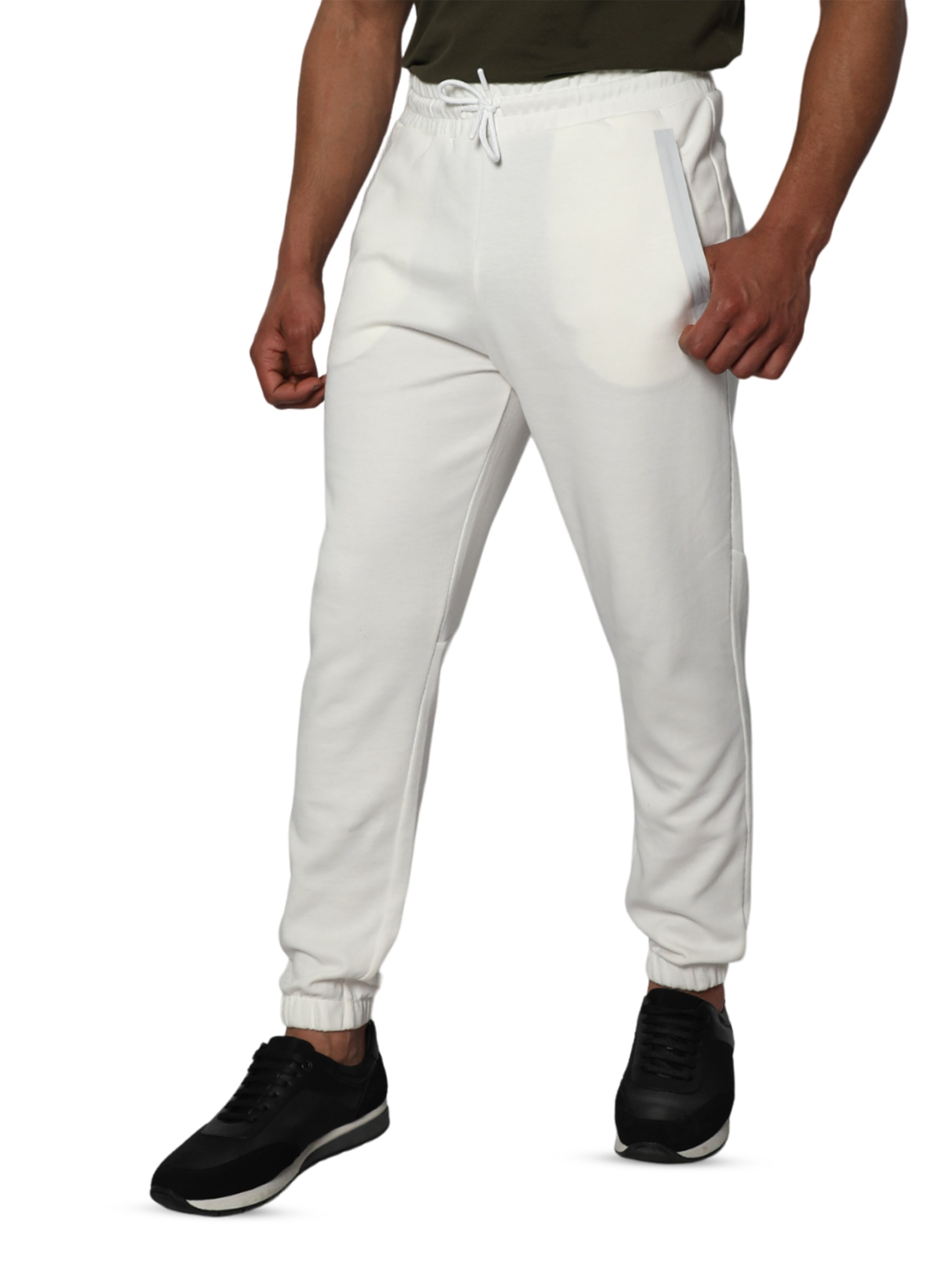 Men Off-White Casual Cotton Sweatpants With Reflective Pockets Design