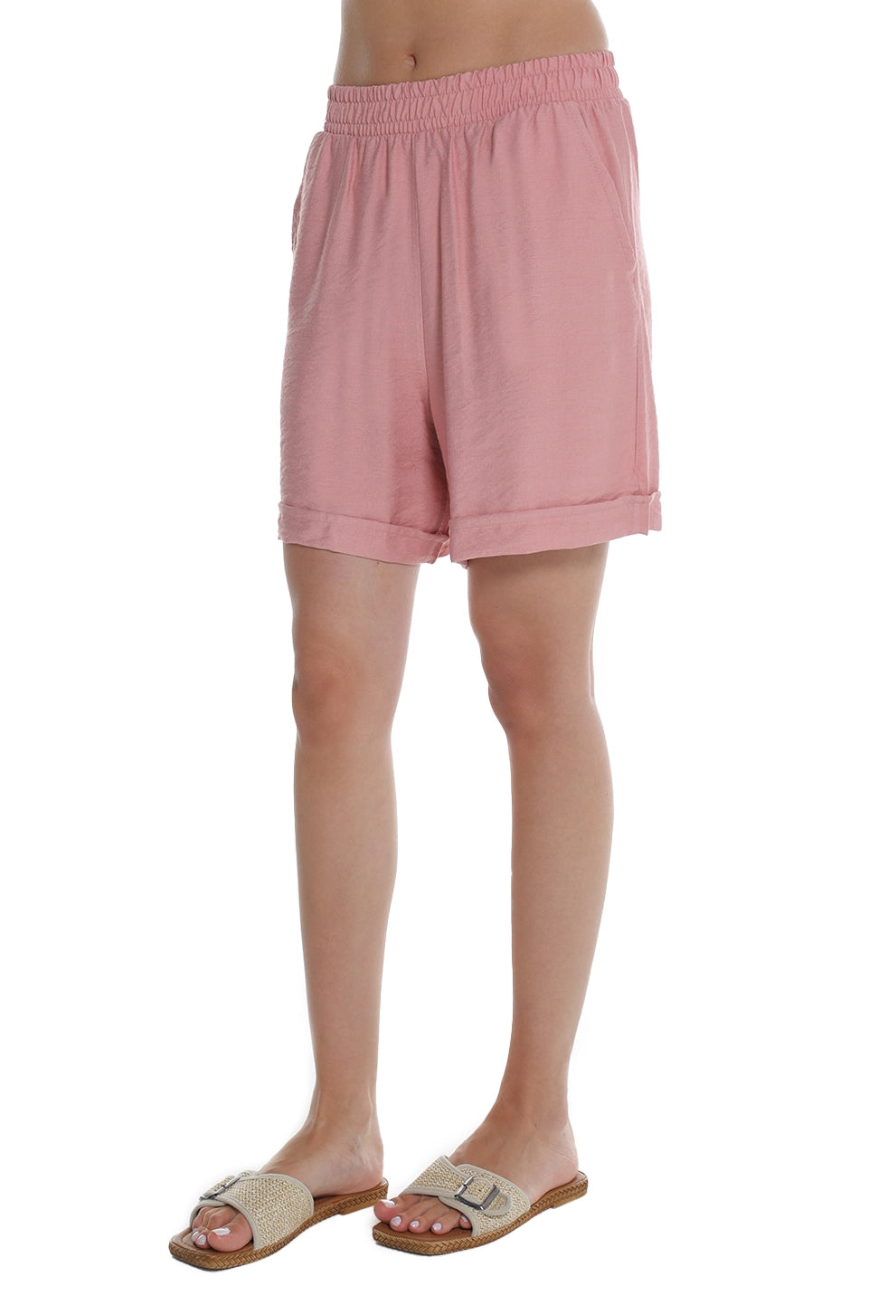 Pink Simple Linen Short