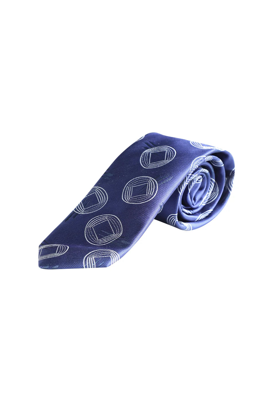 Navy Blue Tie With Circular Design