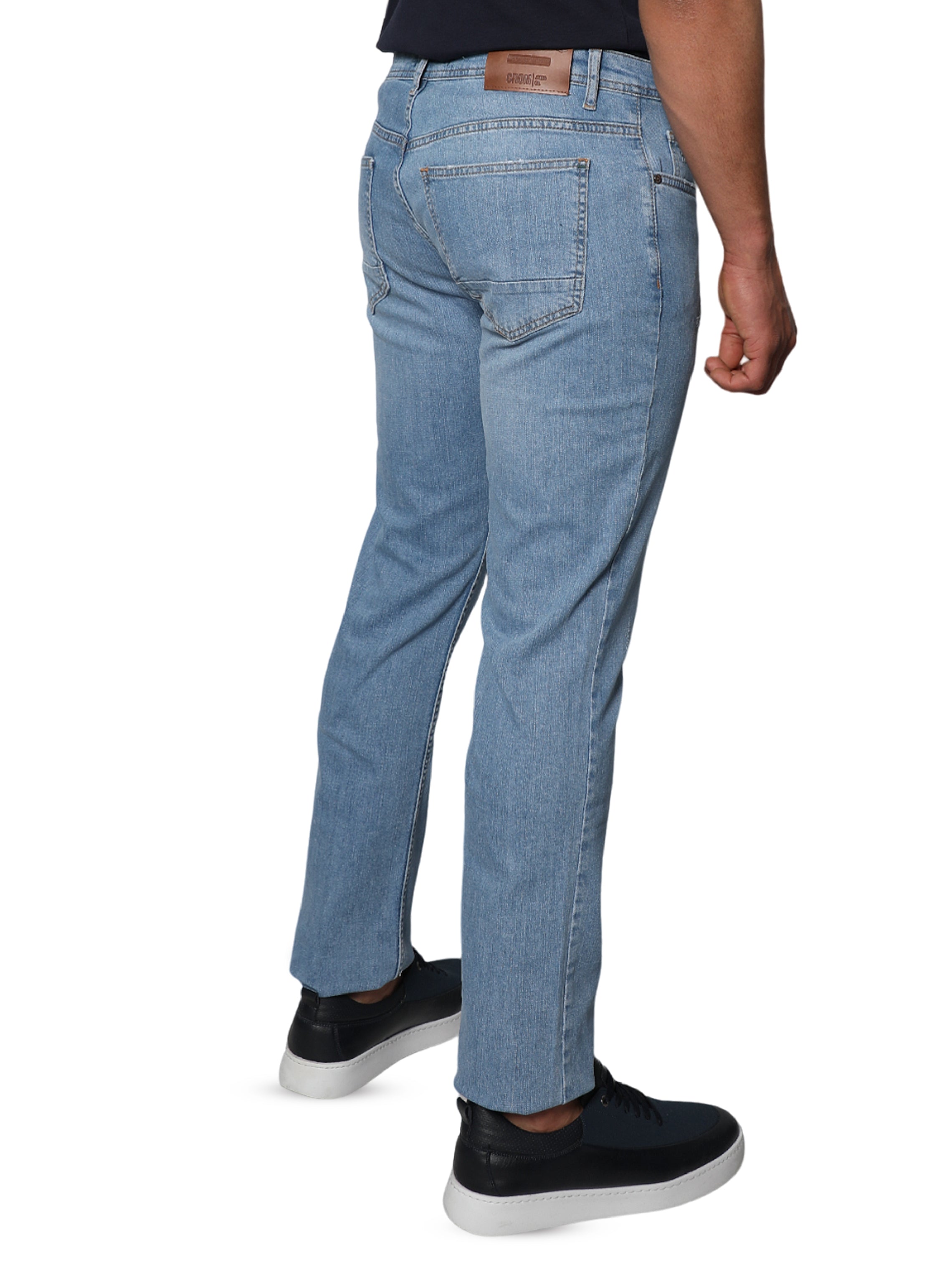 Men Light Blue Slim Straight Casual Denim Jeans