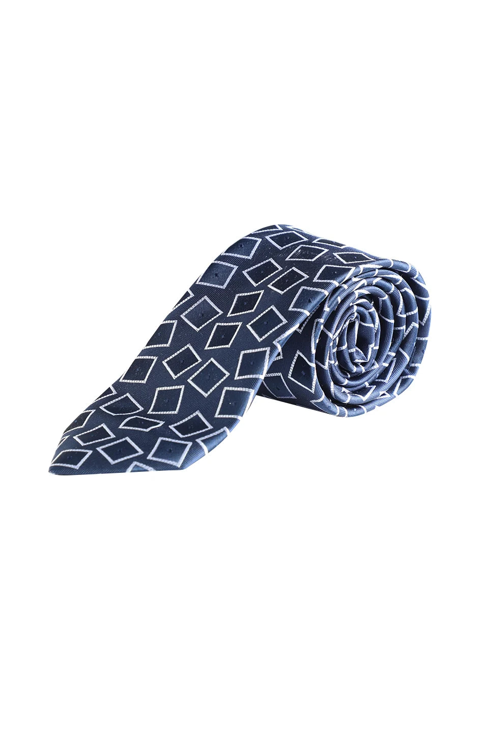 Dark Blue Tie With Squares Design