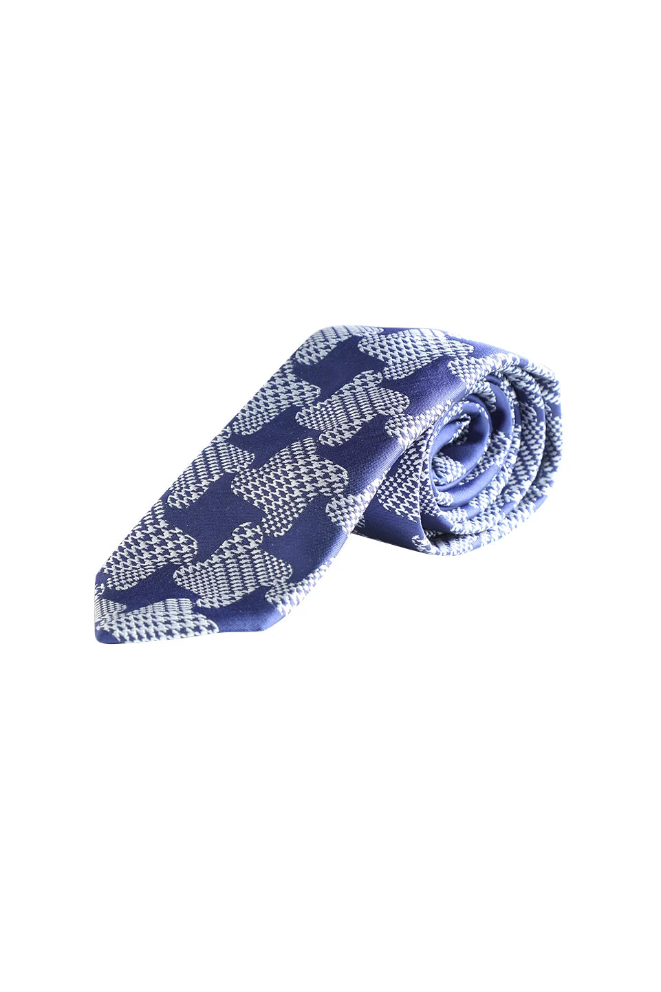 Blue And White Tie With Design