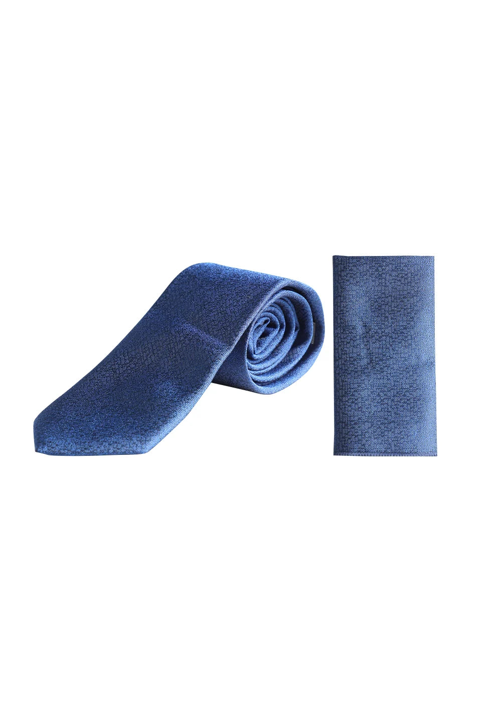 Blue Classic Tie With Matching Pocket Square