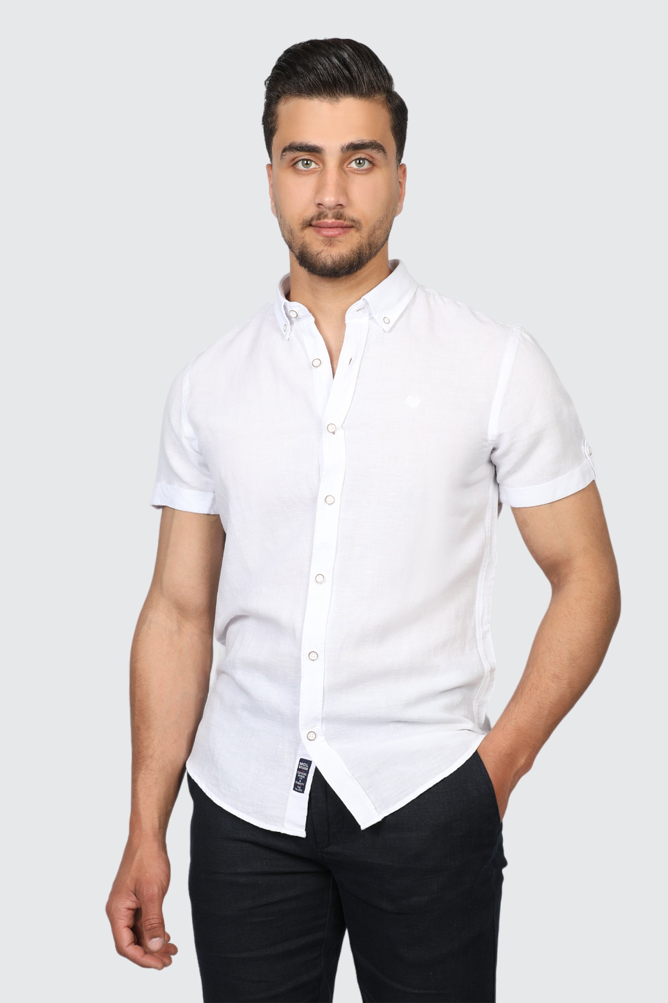 Summer Linen Short Sleeves White Shirt