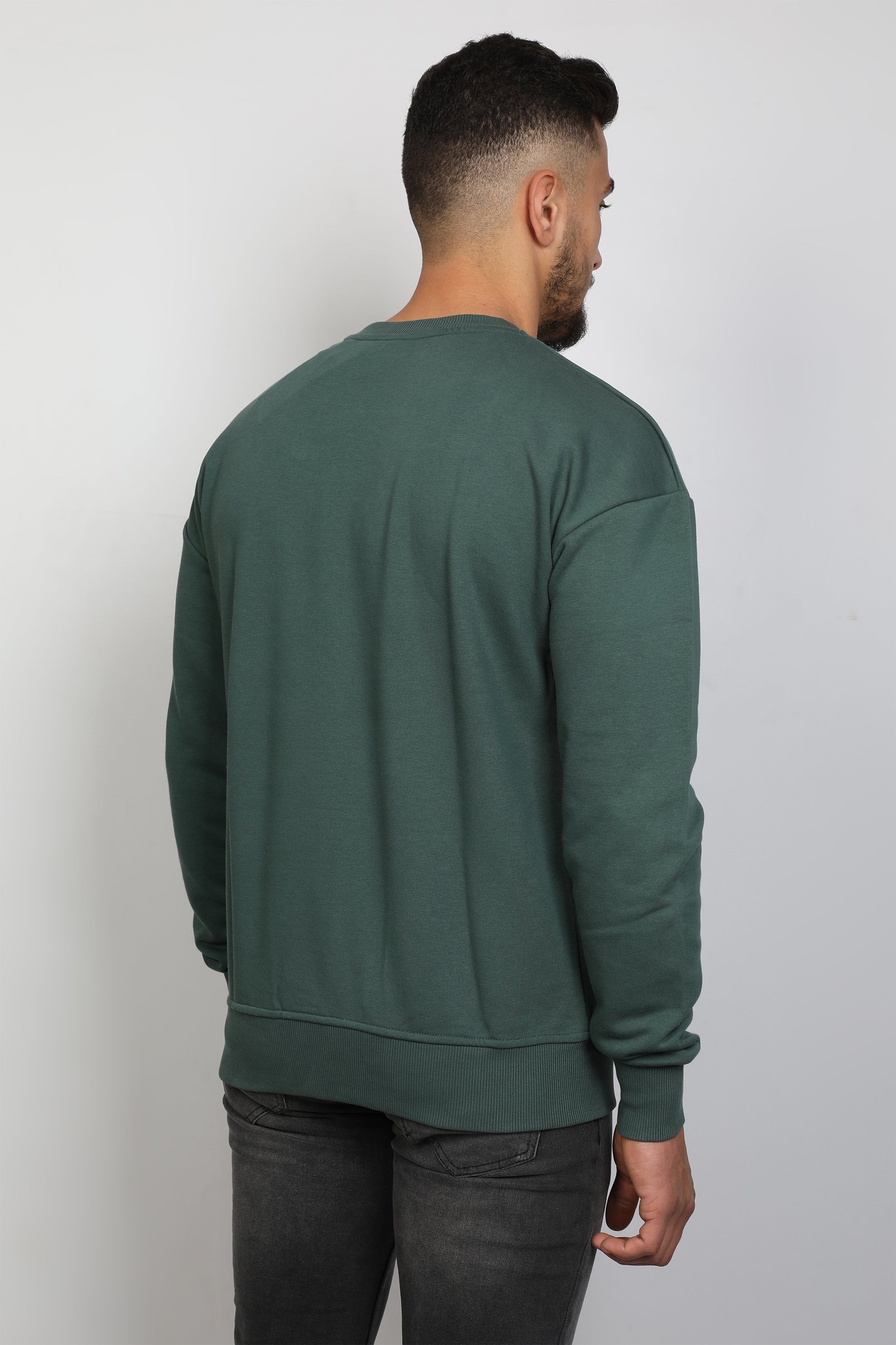 Men 'Relax' Logo Designed Green Pullover