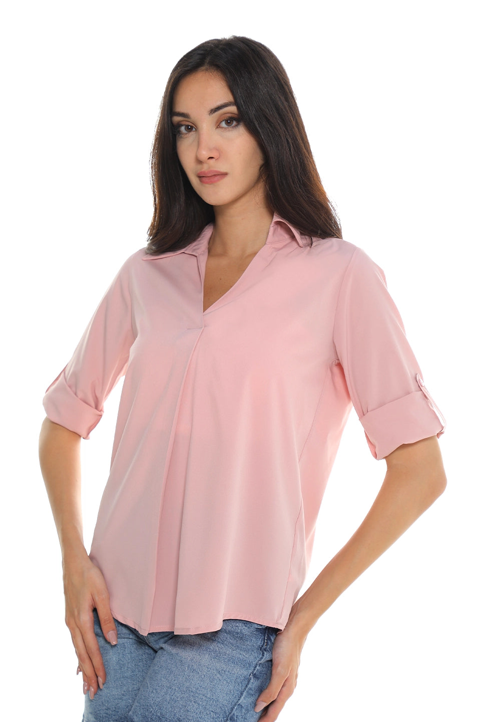 Pink Casual Shirt With Button To Close