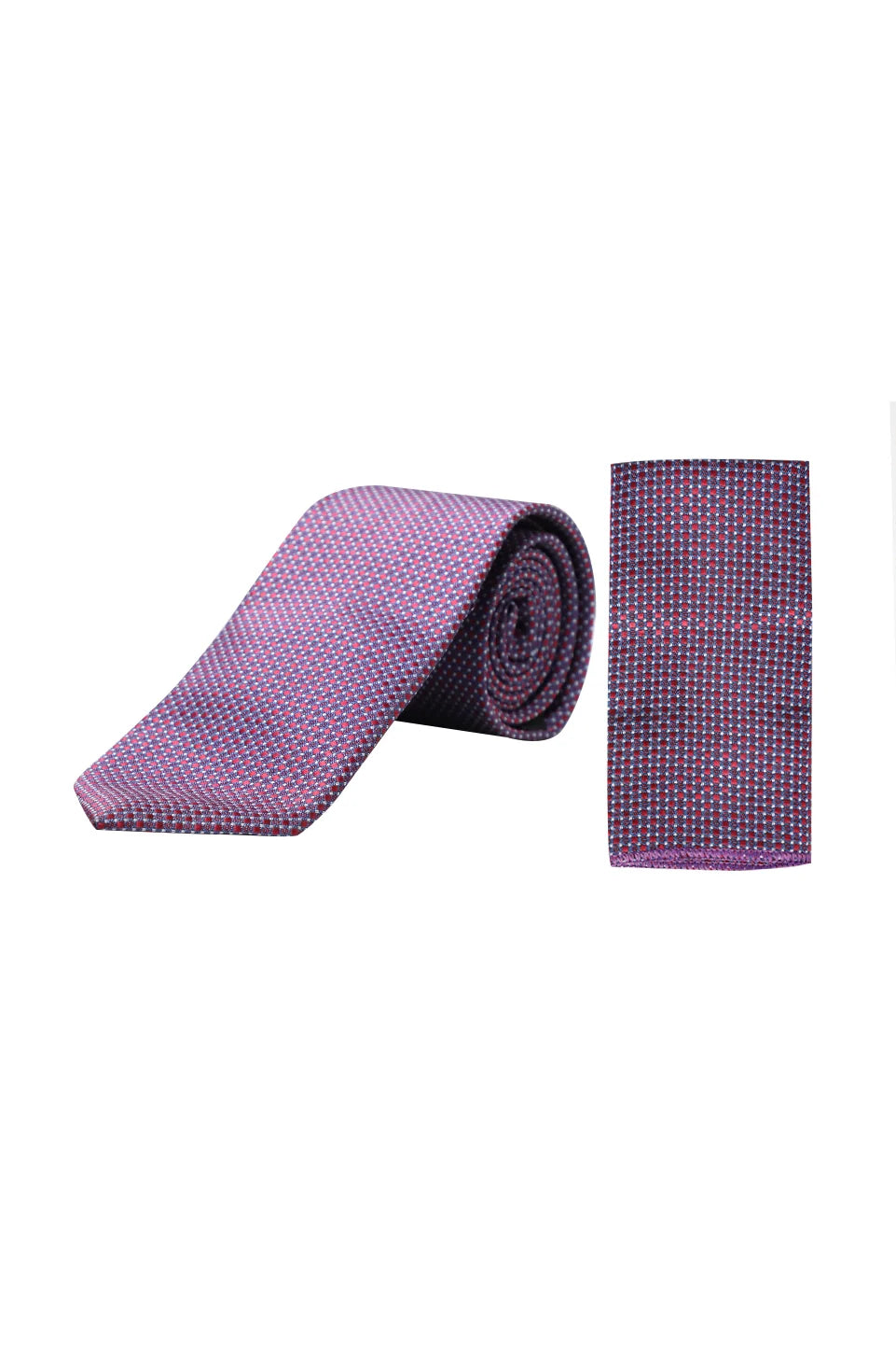 Purple Dotted Tie With Matching Pocket Square