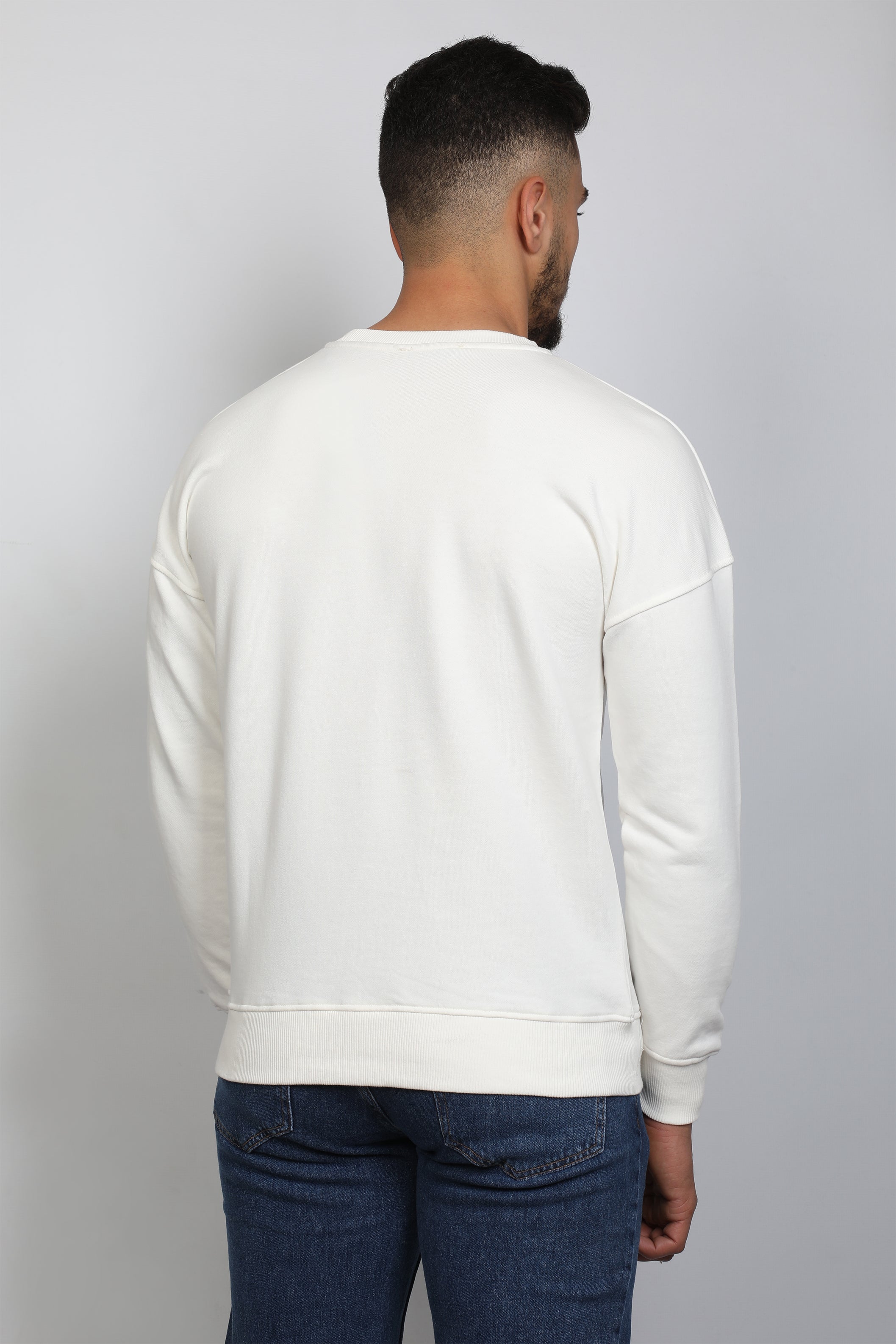 Men White Printed Pullover