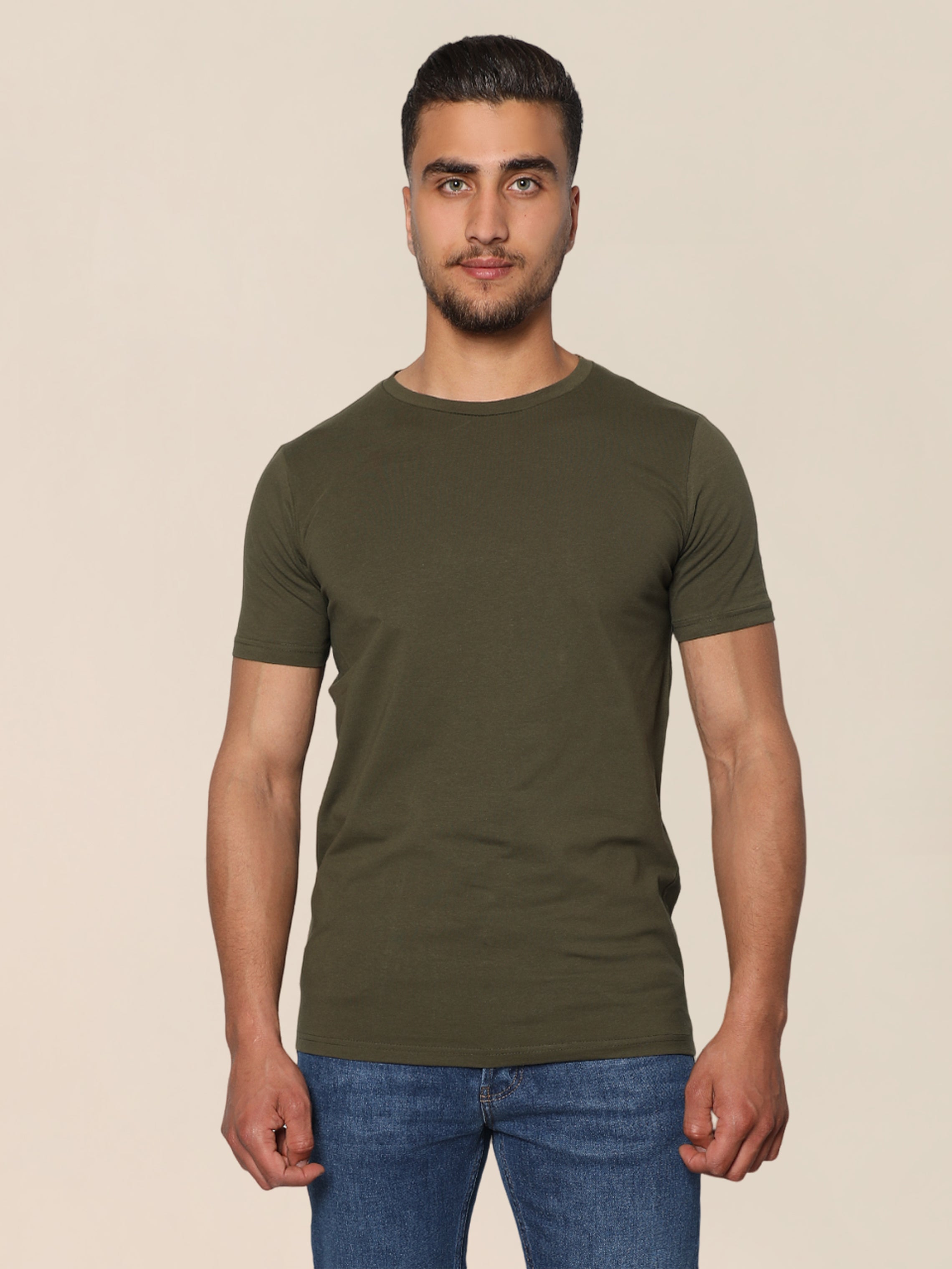 Olive Jack Dapper Shortsleeved Basic T-shirt With Round Neck