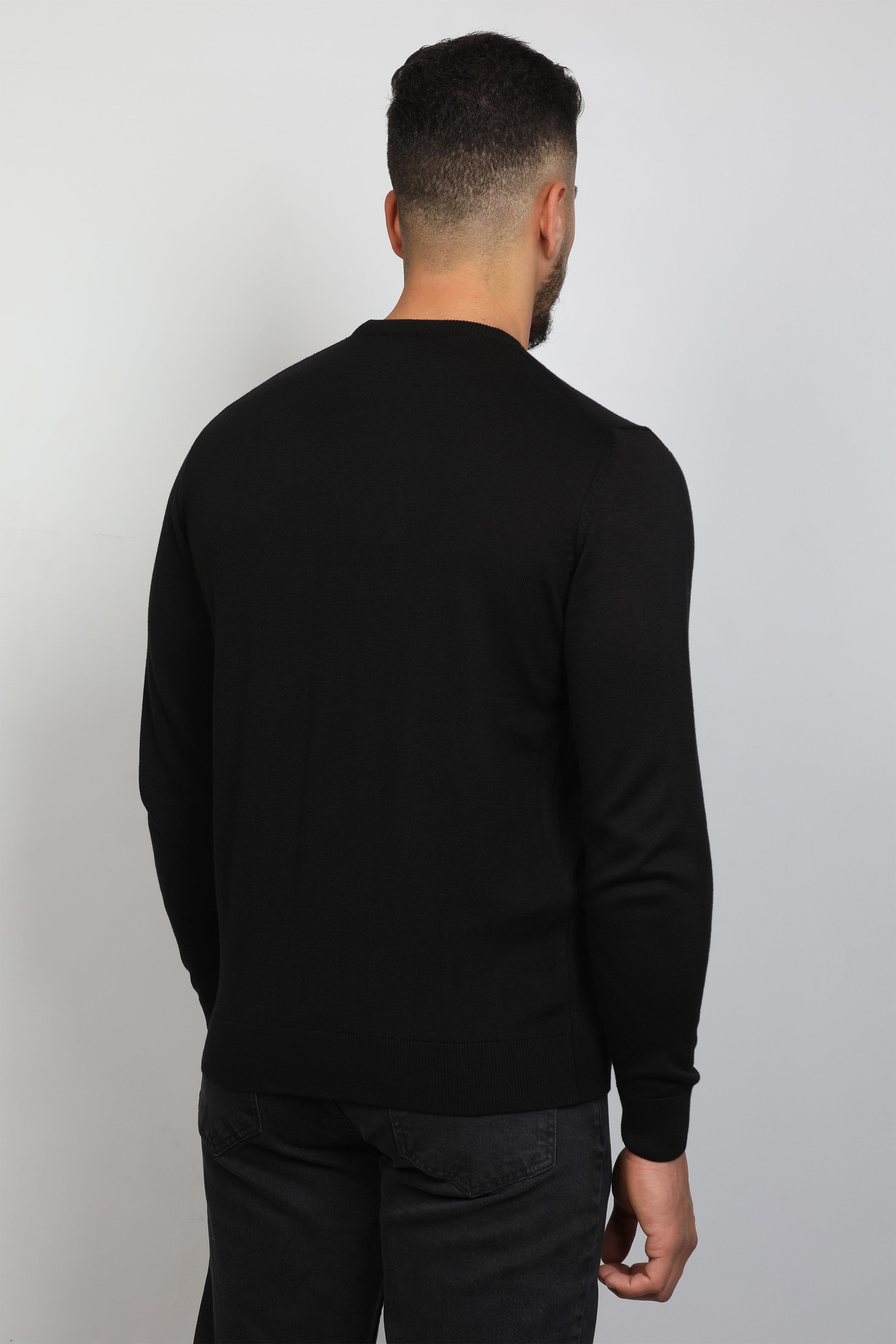 Men Printed Design Black Sweater